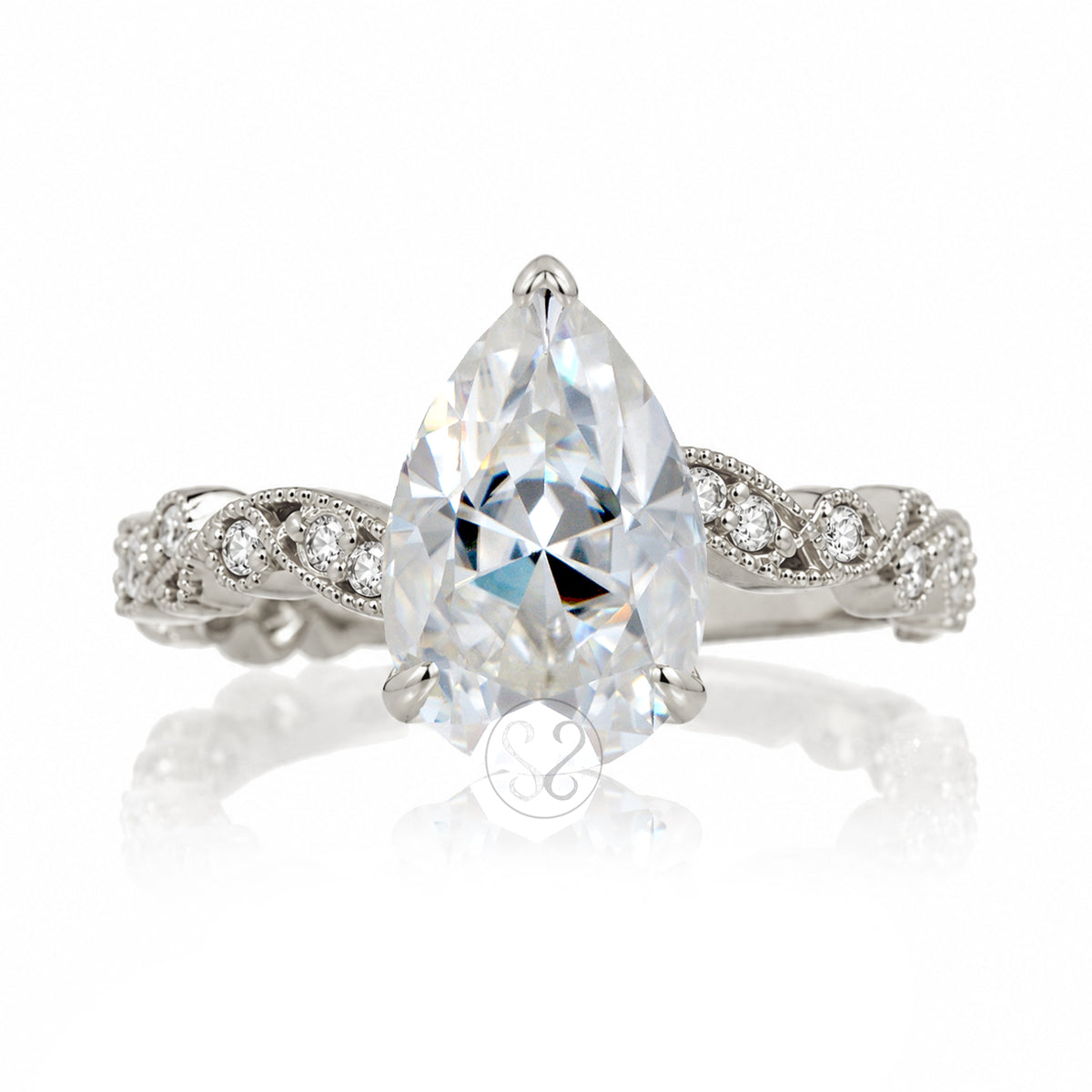 The Elara Pear Moissanite Ring