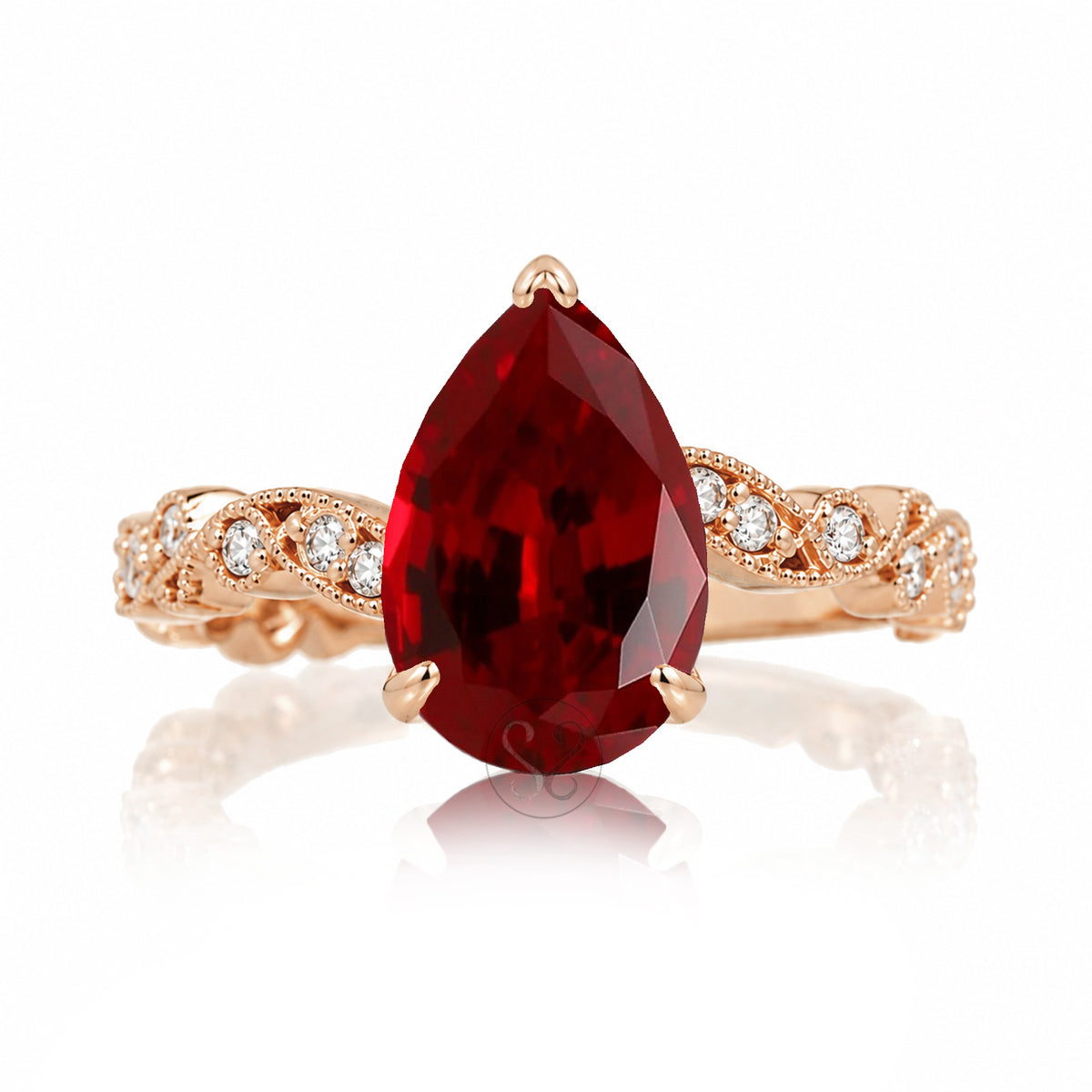 The Elara Pear Ruby Ring