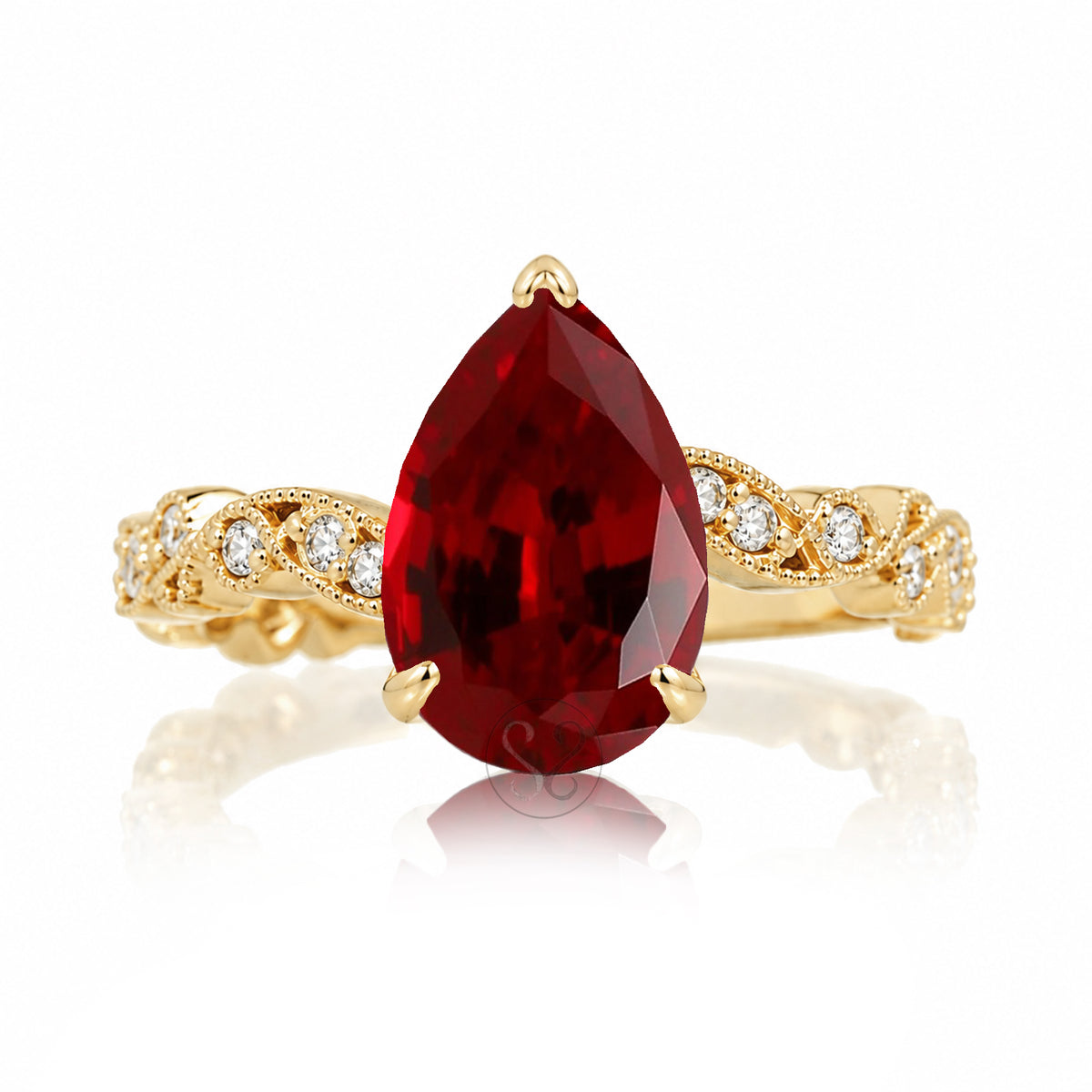 The Elara Pear Ruby Ring