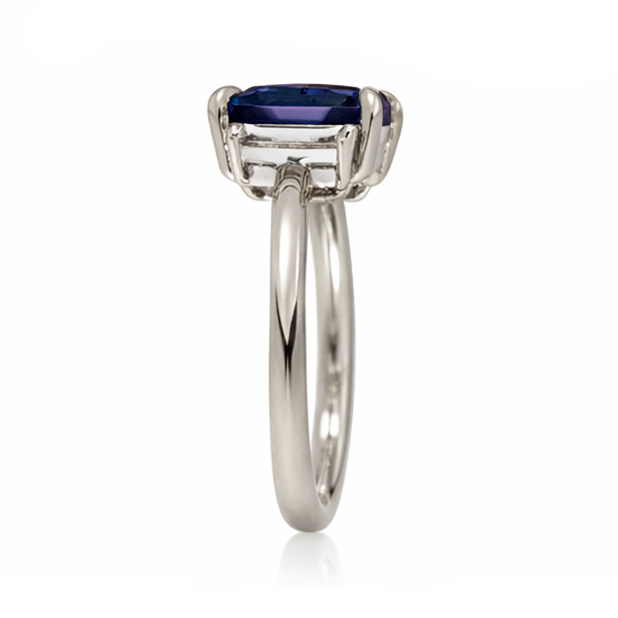 The Elena Emerald Cut Blue Sapphire Ring