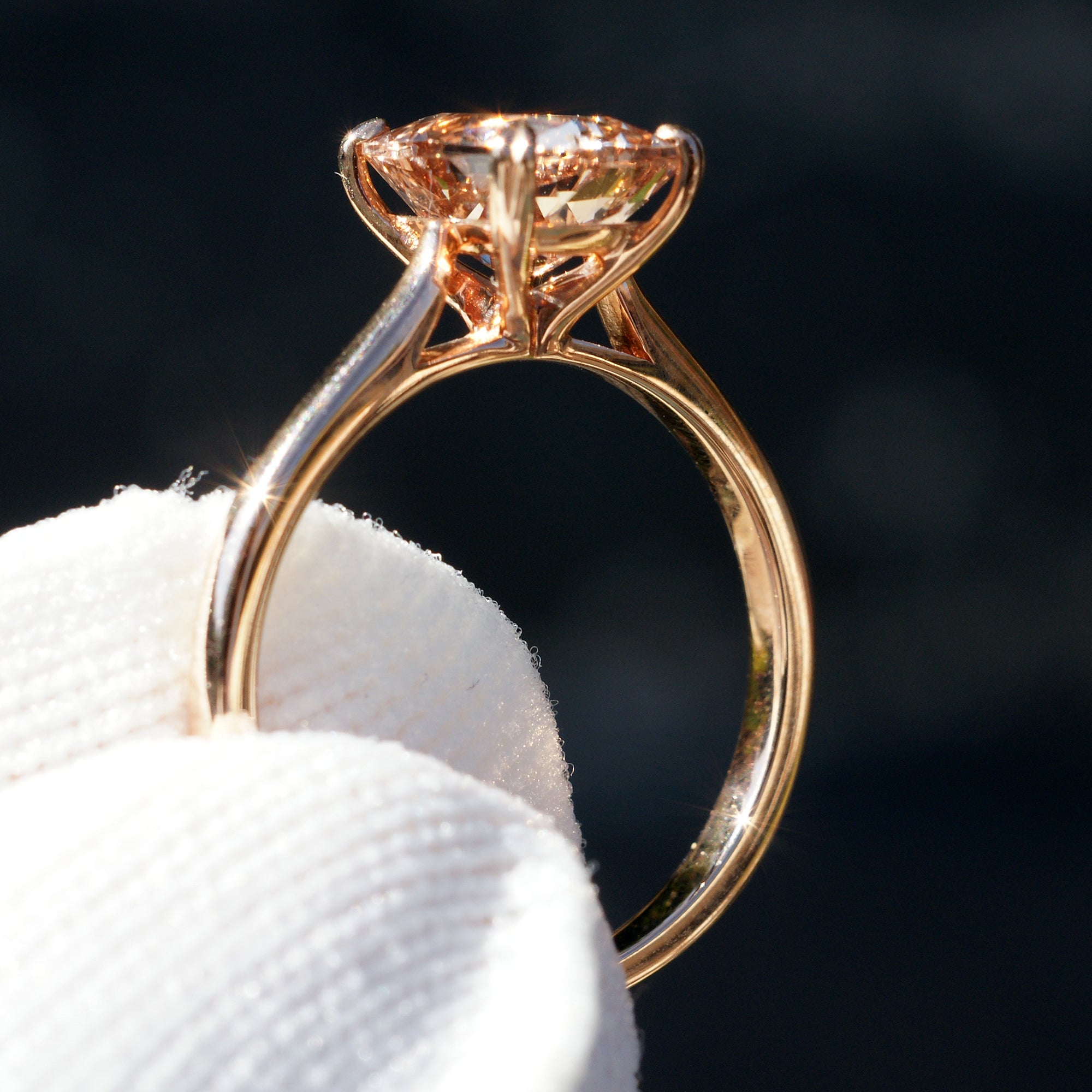 The Emily Cushion Morganite Ring 9x7mm 14k Rose Gold