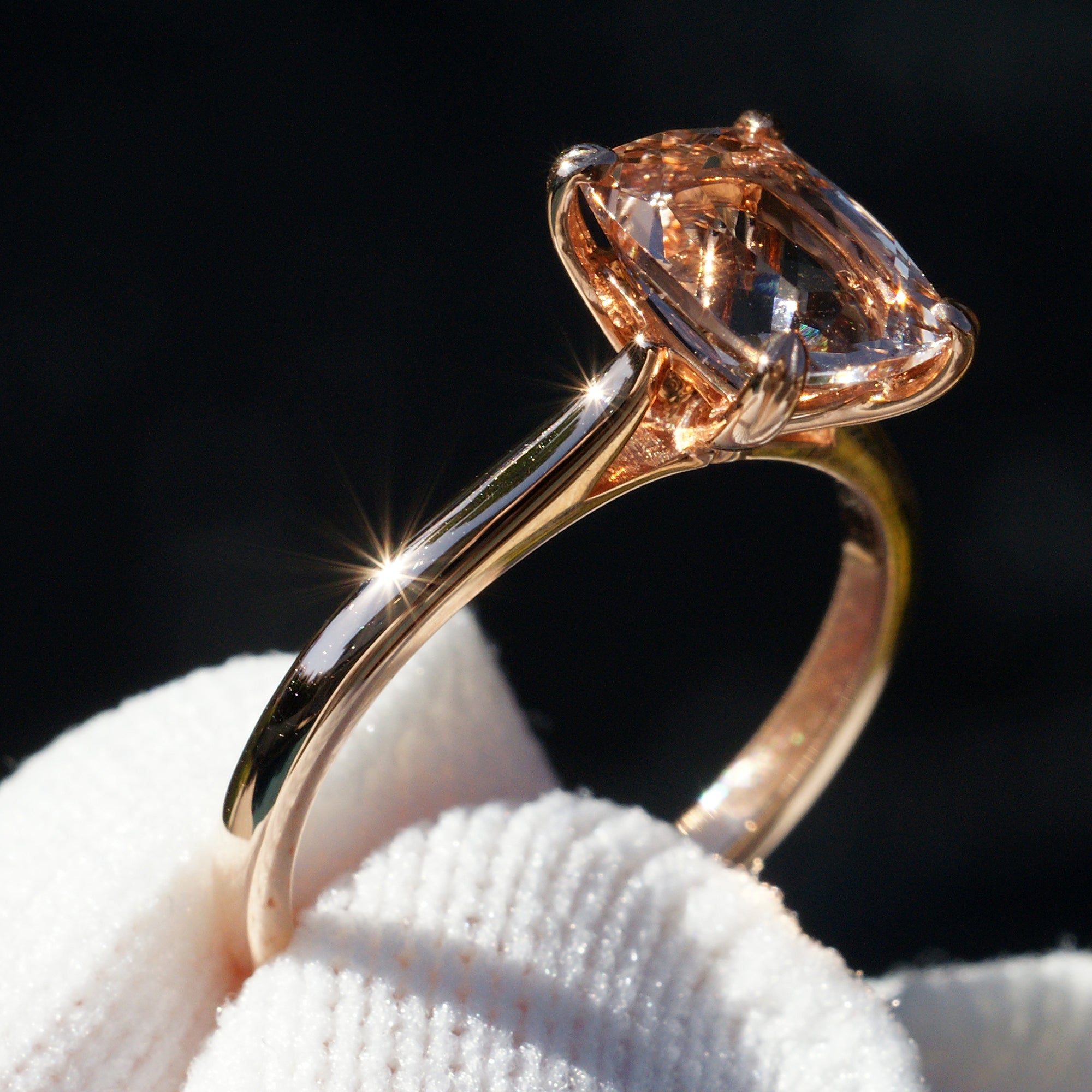 The Emily Cushion Morganite Ring 9x7mm 14k Rose Gold