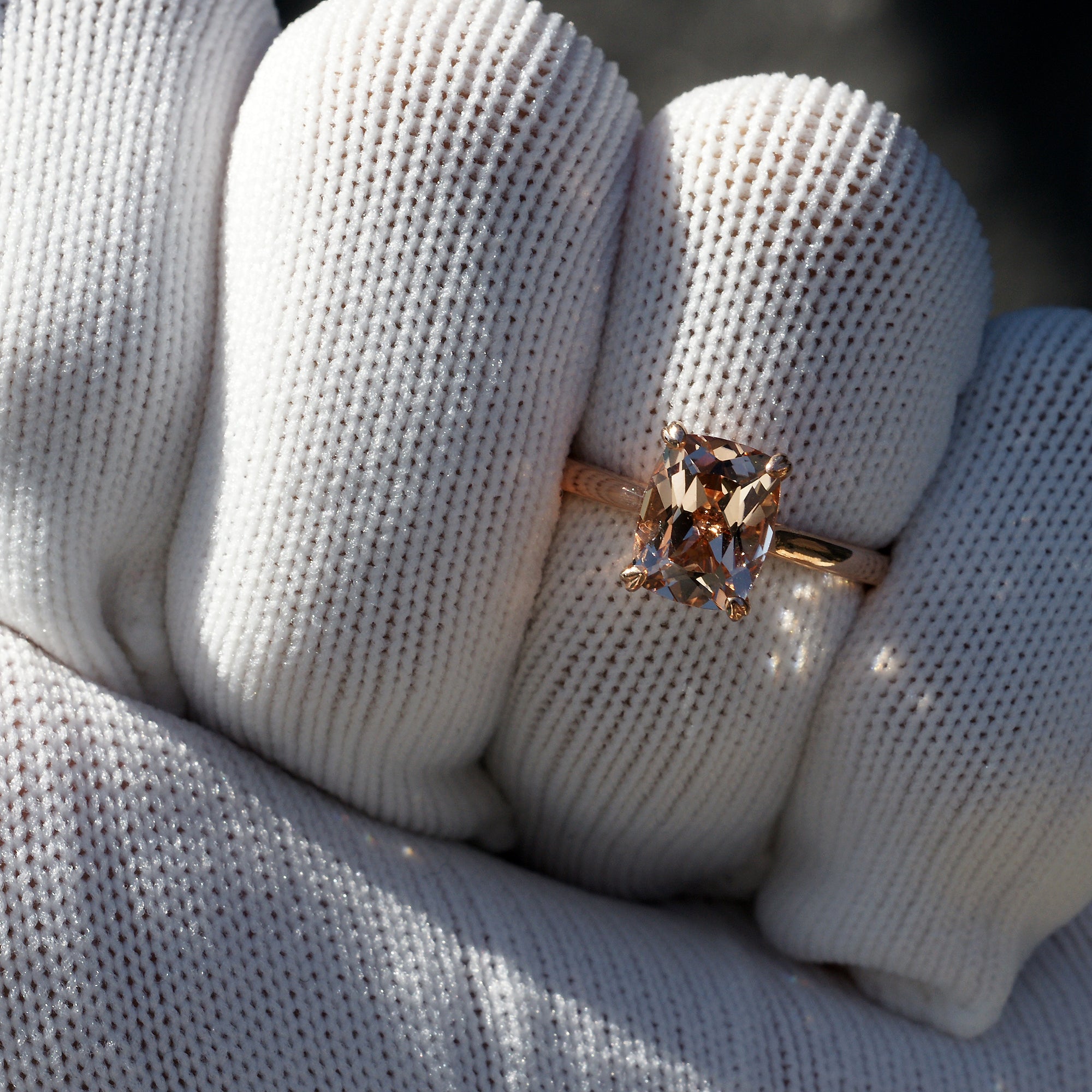 The Emily Cushion Morganite Ring 9x7mm 14k Rose Gold