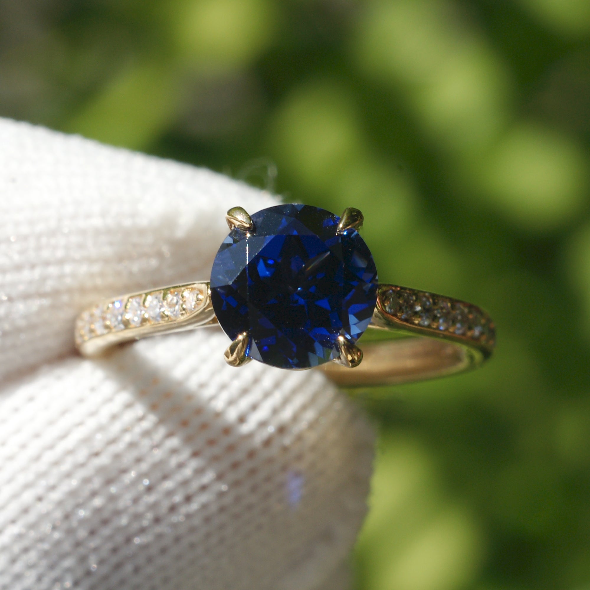 The Emily Round Blue Sapphire Ring (7.5mm)