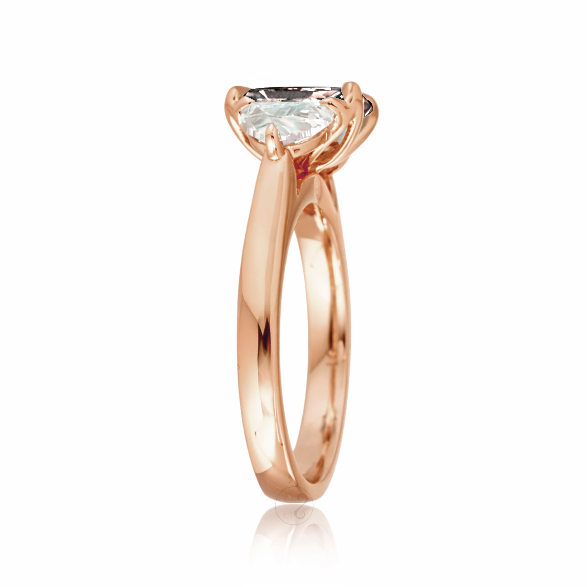 Past present future morganite half moon diamond engagement ring rose gold