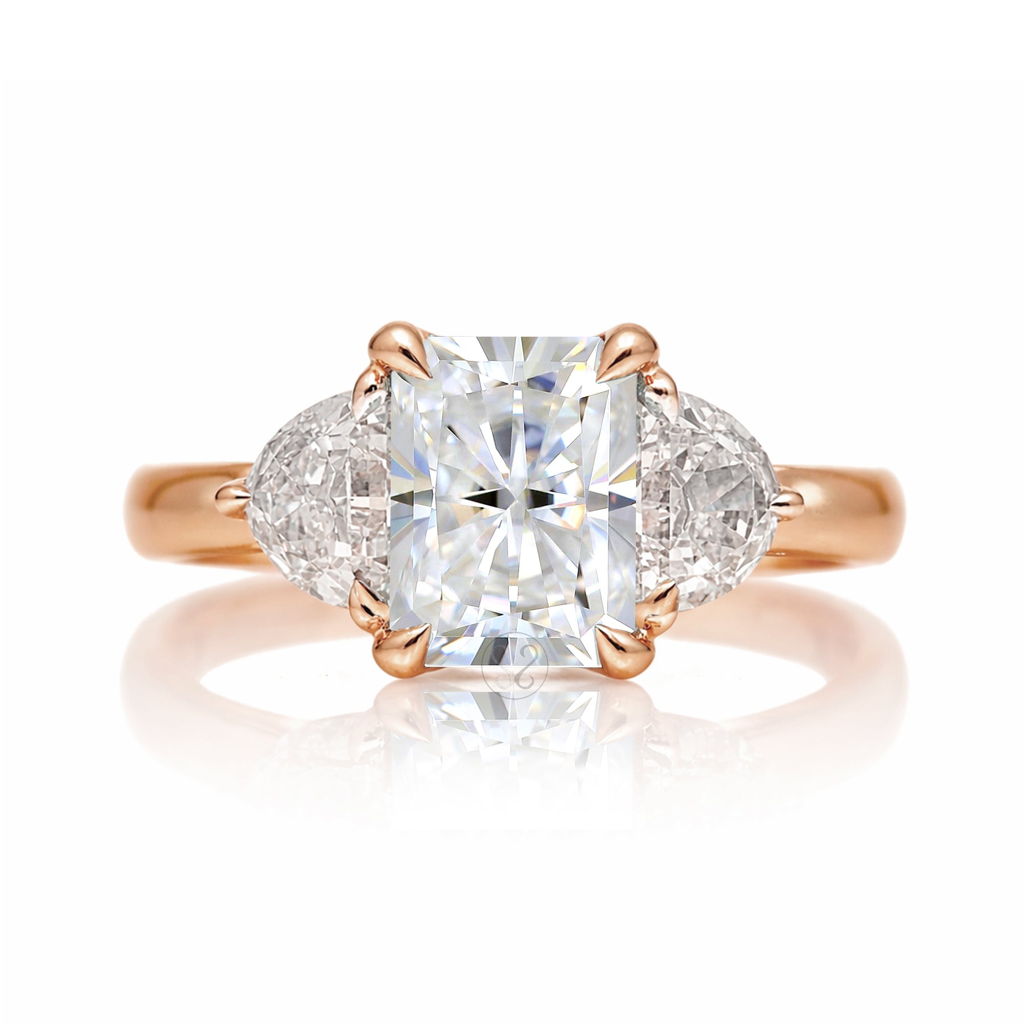 The Farah Radiant Cut Moissanite Half Moon Ring