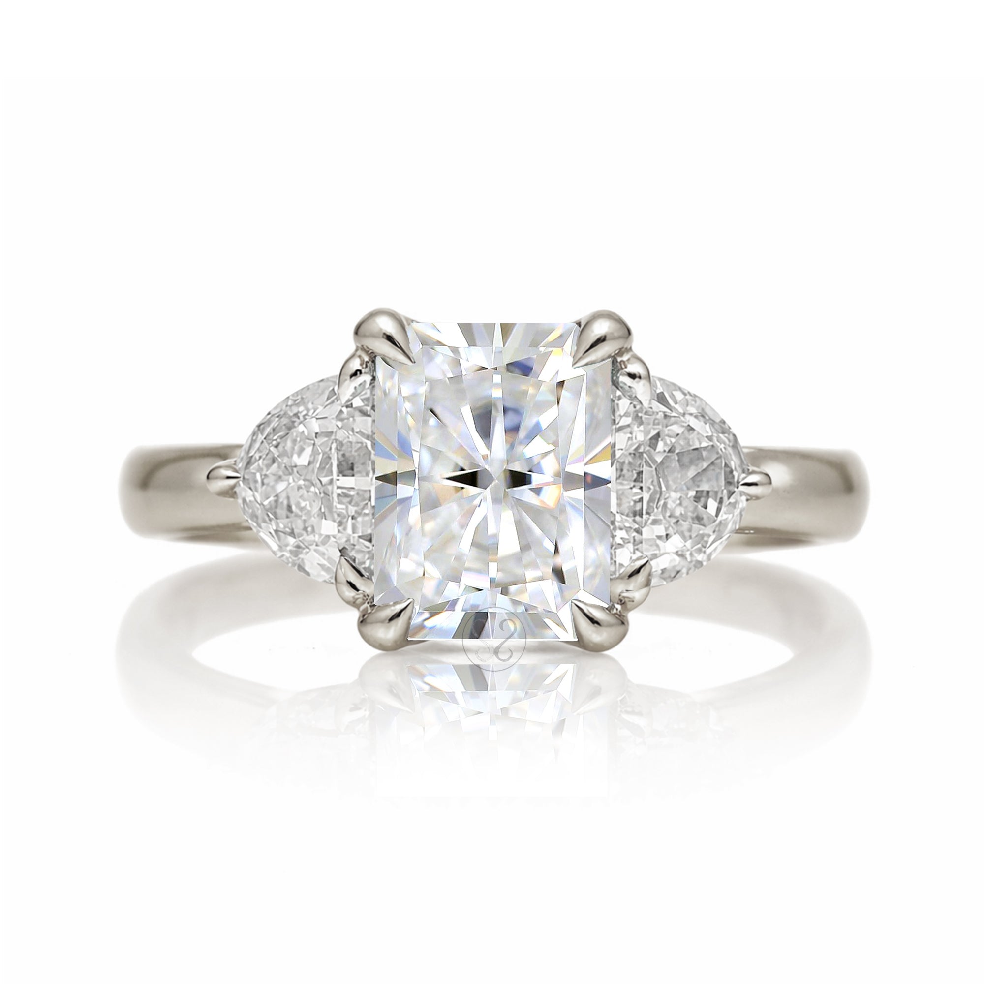 The Farah Radiant Cut Moissanite Half Moon Ring