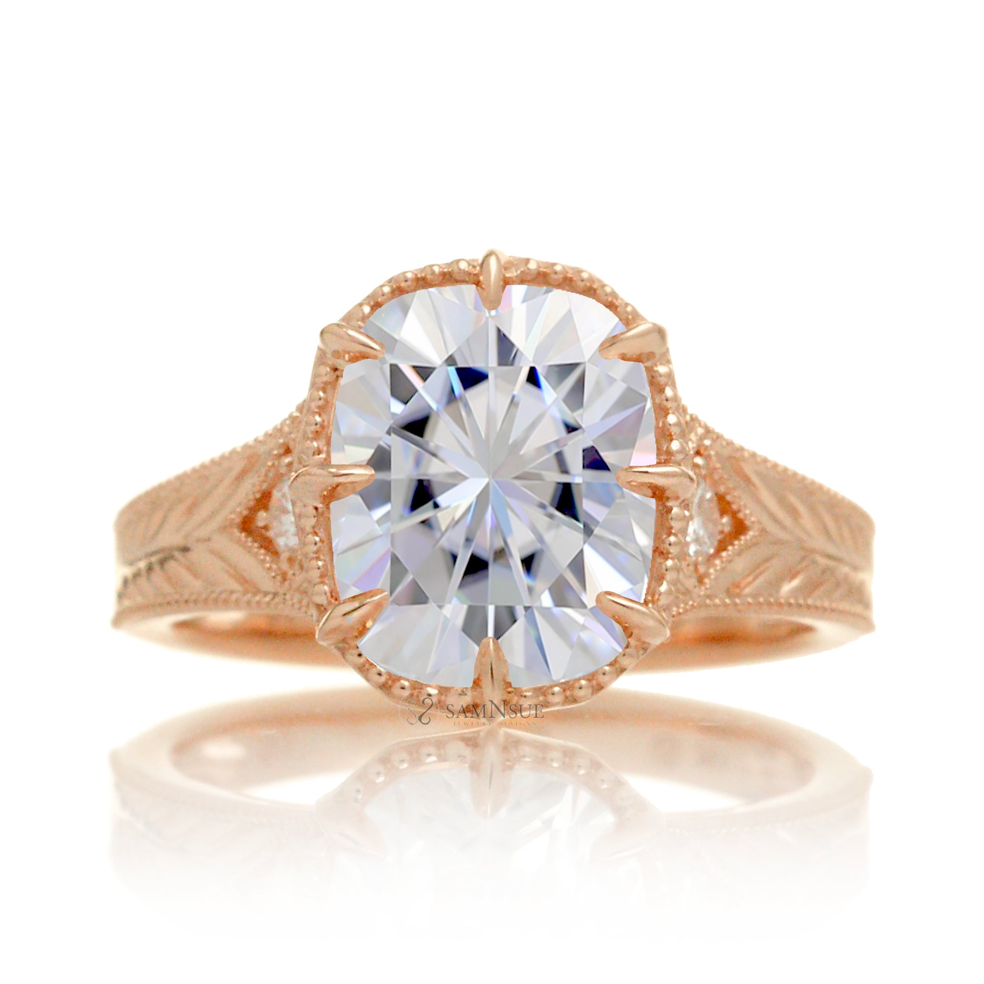 The Kelcey Cushion Cut Moissanite Ring
