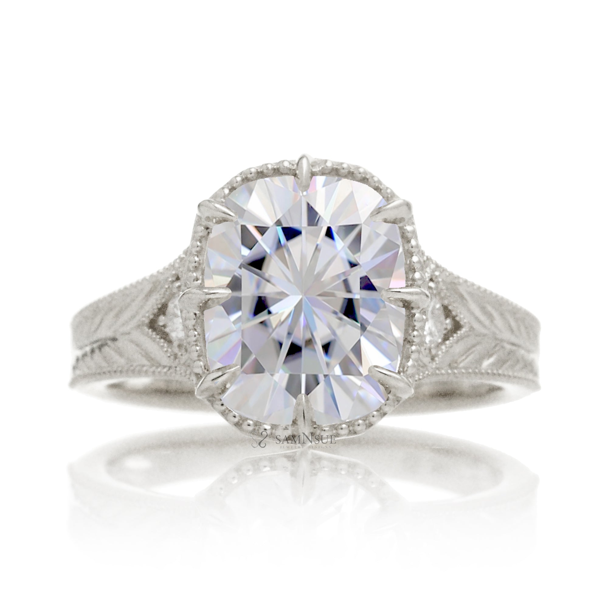 The Kelcey Cushion Cut Moissanite Ring