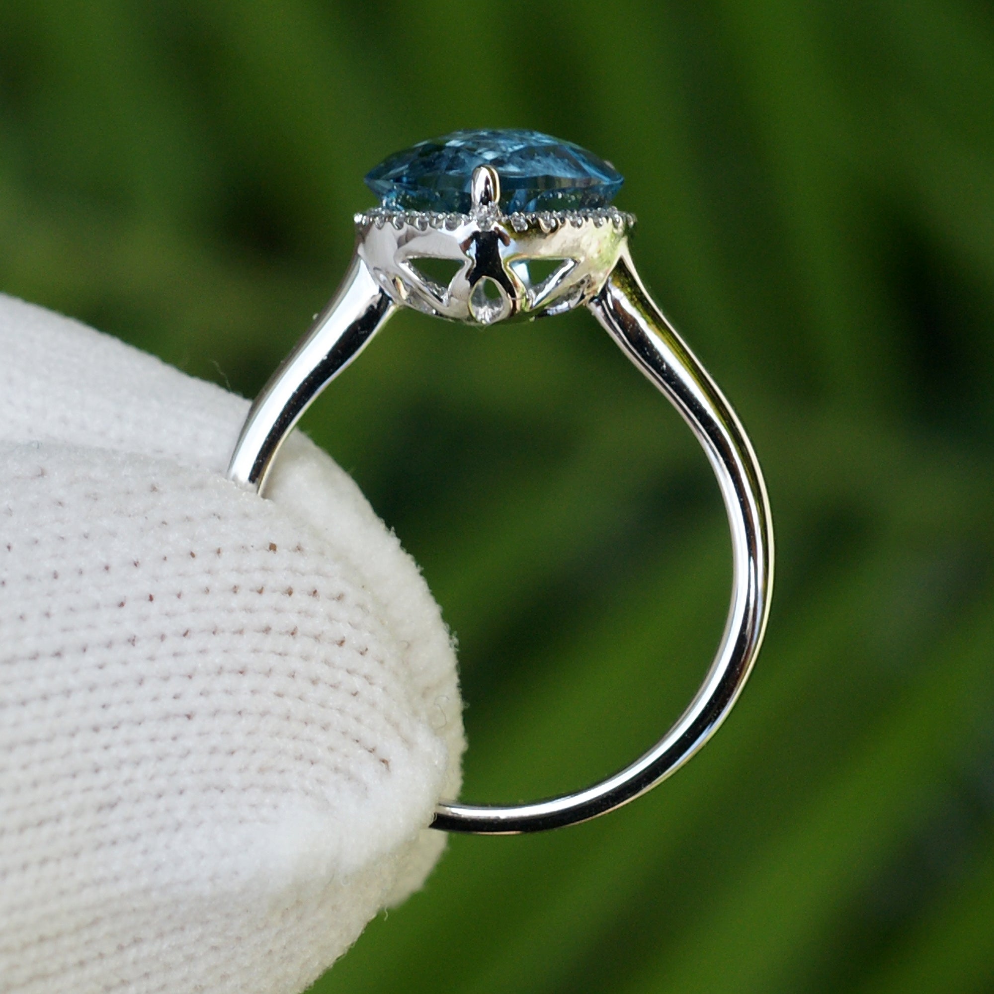 The Ophelia Heart Topaz Halo Ring (7x9mm)