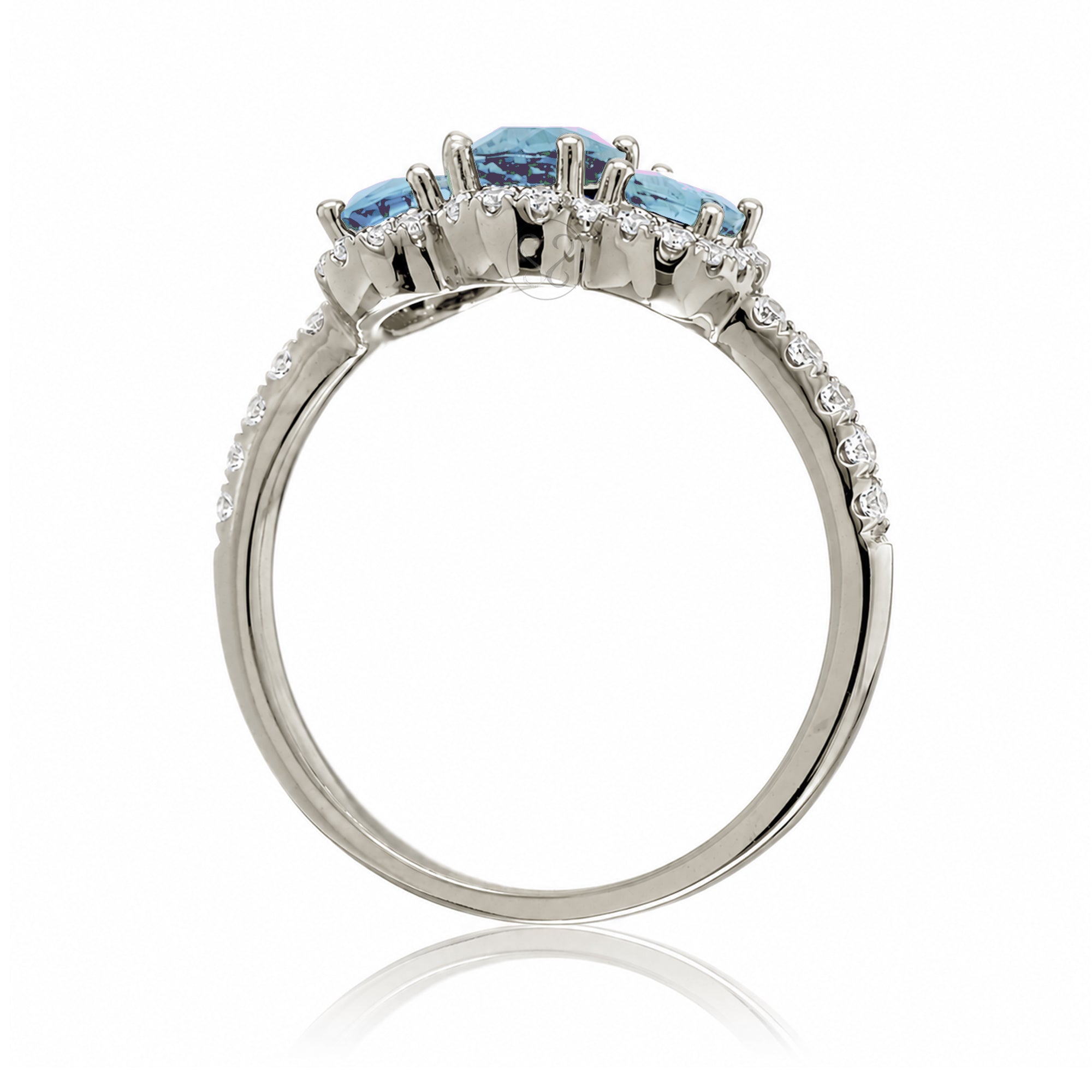 The Pennie Oval Aquamarine & Diamond Ring