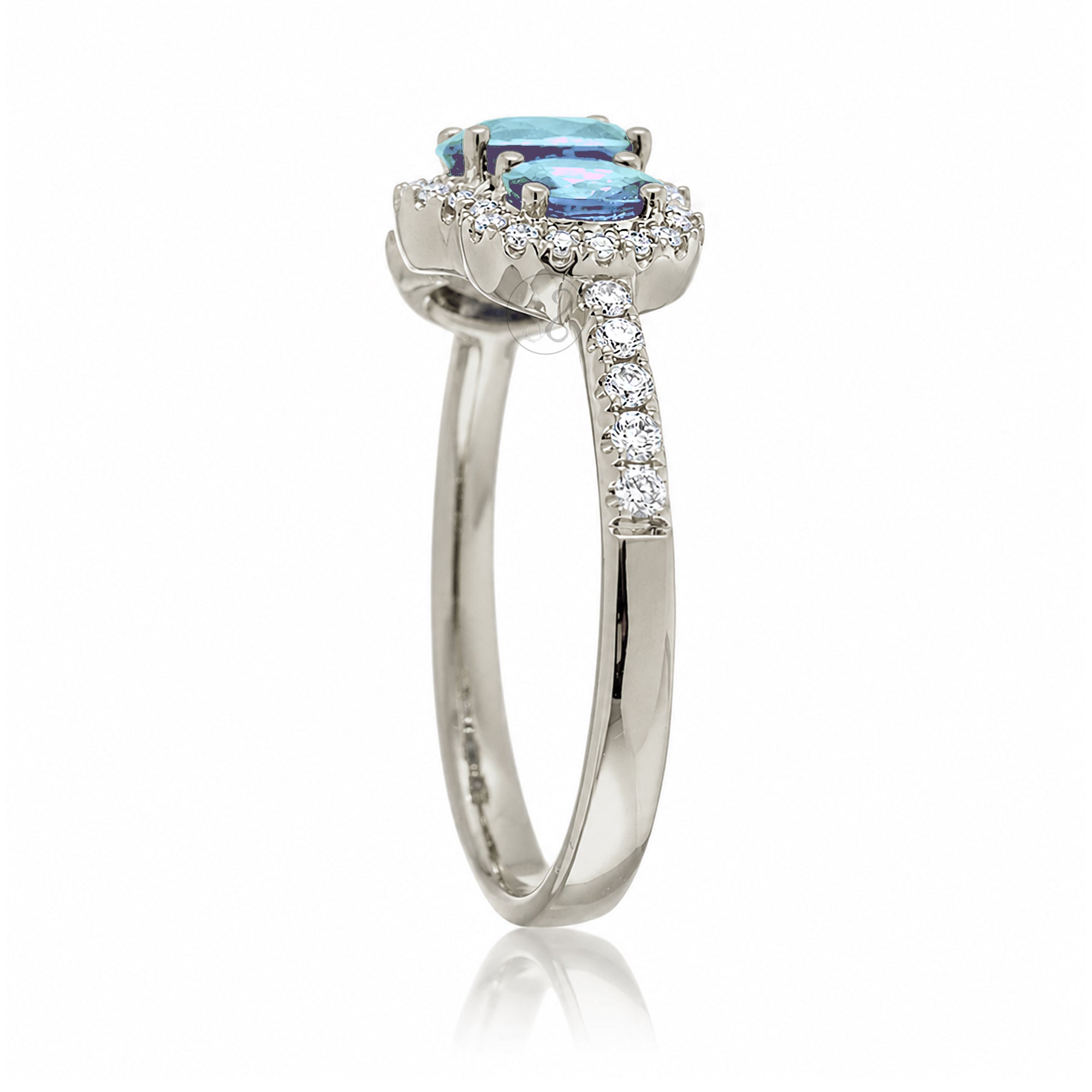 The Pennie Oval Aquamarine & Diamond Ring