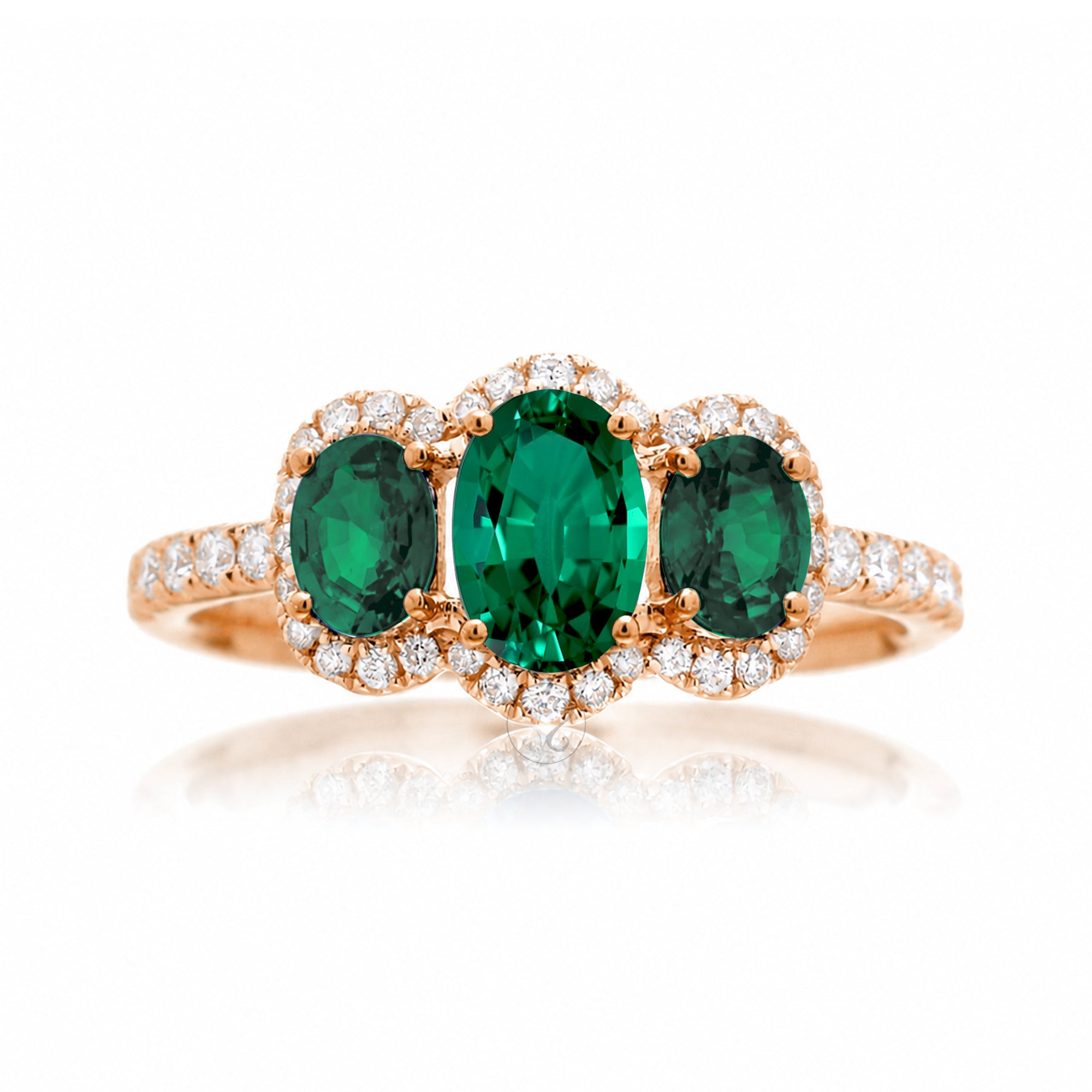 The Pennie Oval Emerald & Diamond Ring