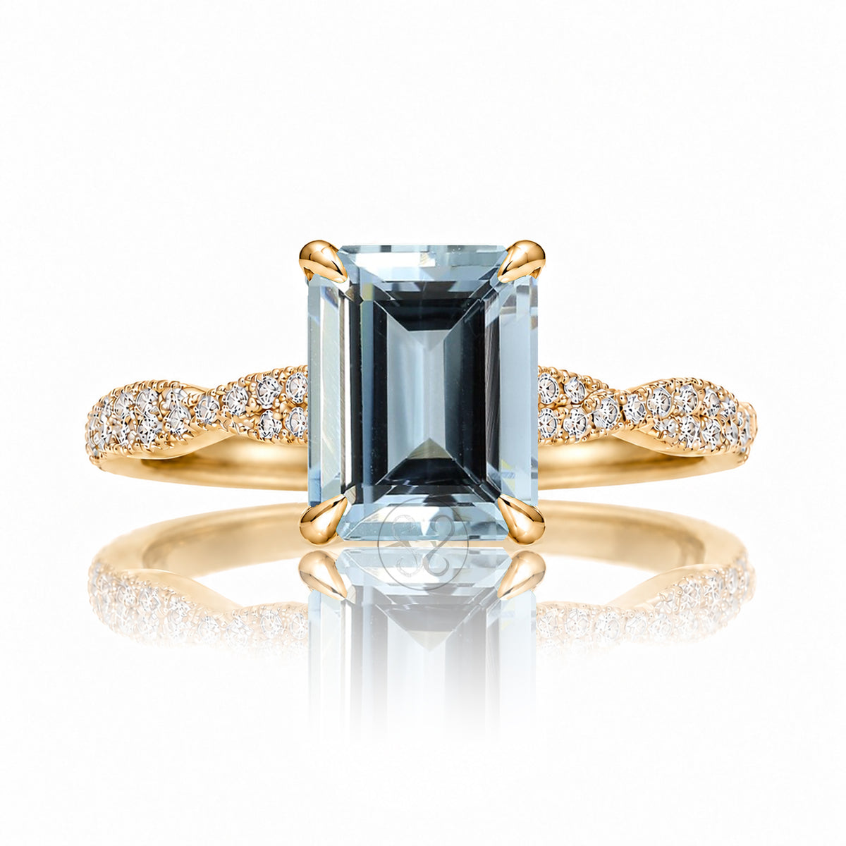The Seraphina Emerald Cut Aquamarine Ring