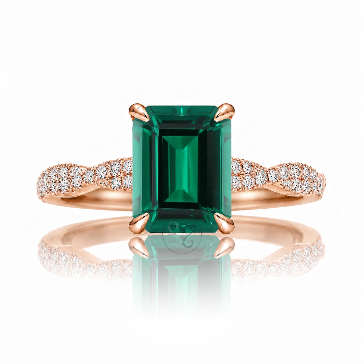 The Seraphina Step Cut Emerald Ring