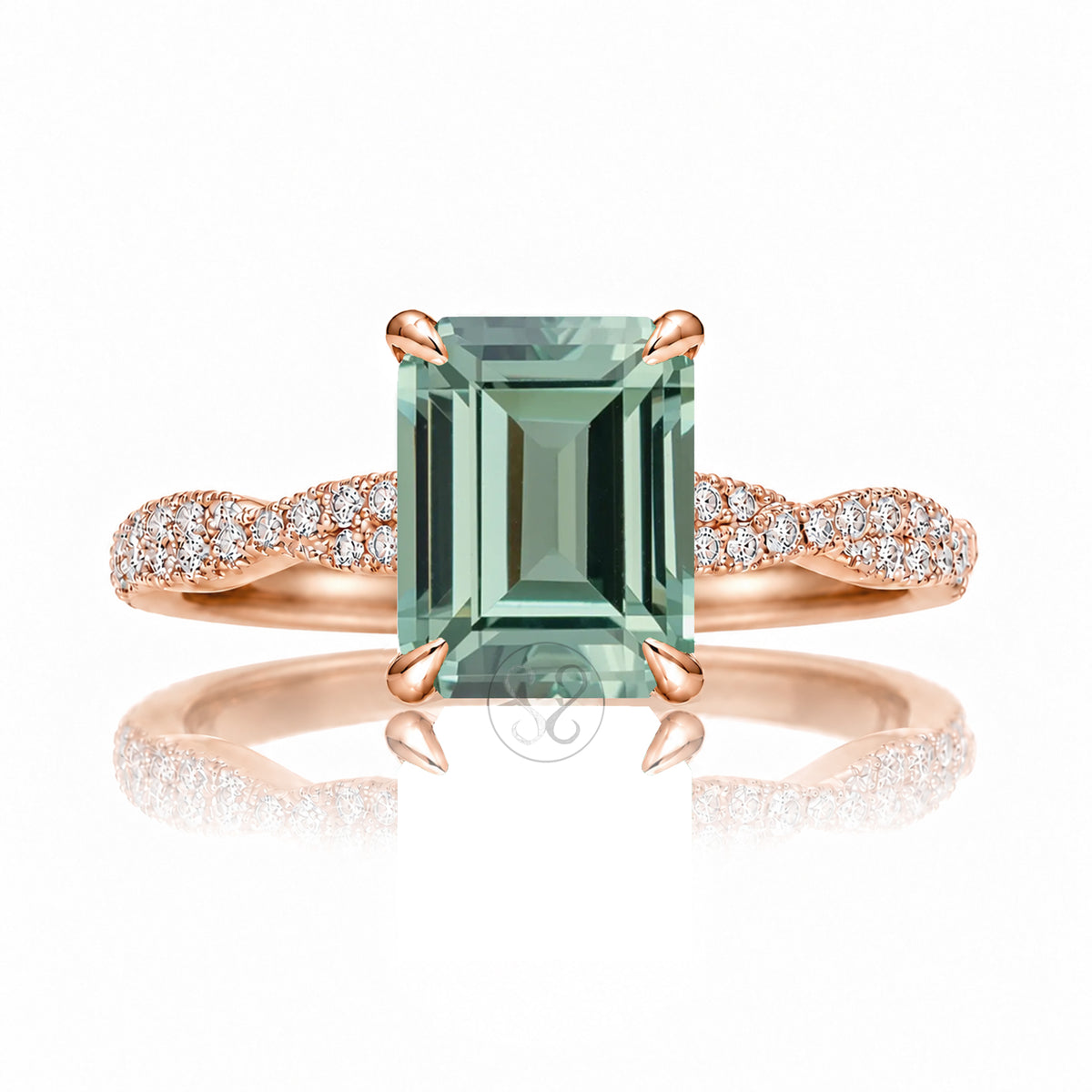 The Seraphina Emerald Cut Green Sapphire Ring