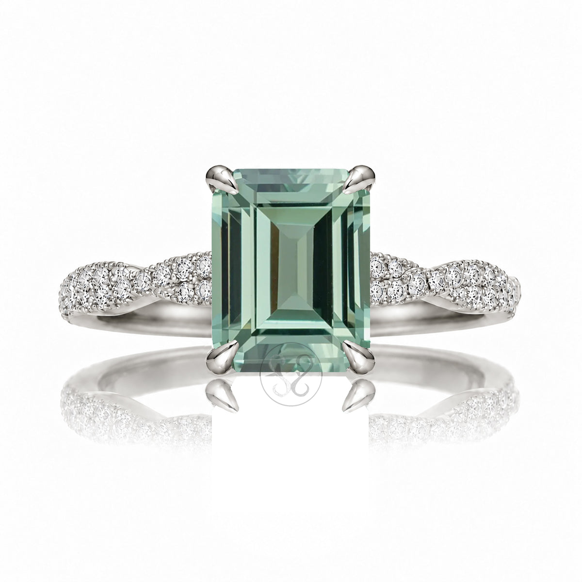 The Seraphina Emerald Cut Green Sapphire Ring