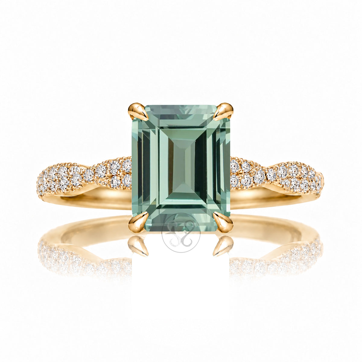 The Seraphina Emerald Cut Green Sapphire Ring
