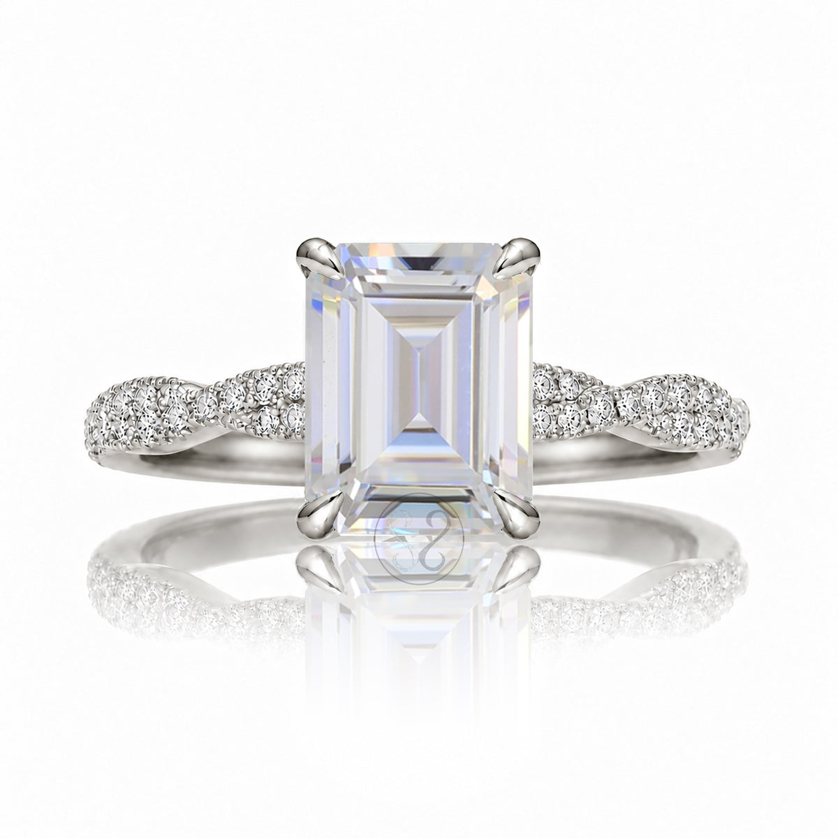 The Seraphina Emerald Cut Moissanite Ring