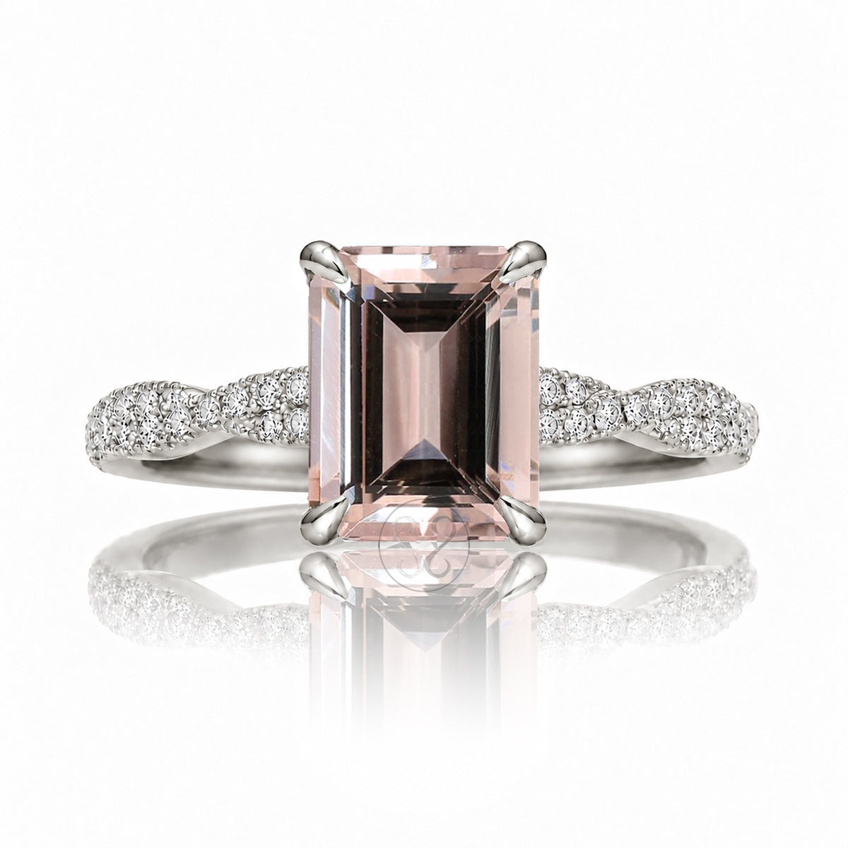The Seraphina Emerald Cut Morganite Ring