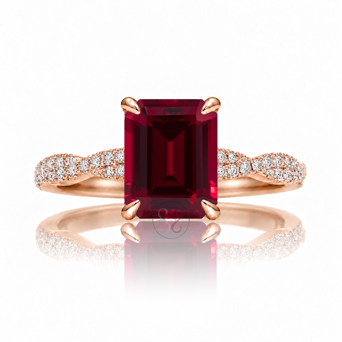 The Seraphina Emerald Cut Ruby Ring