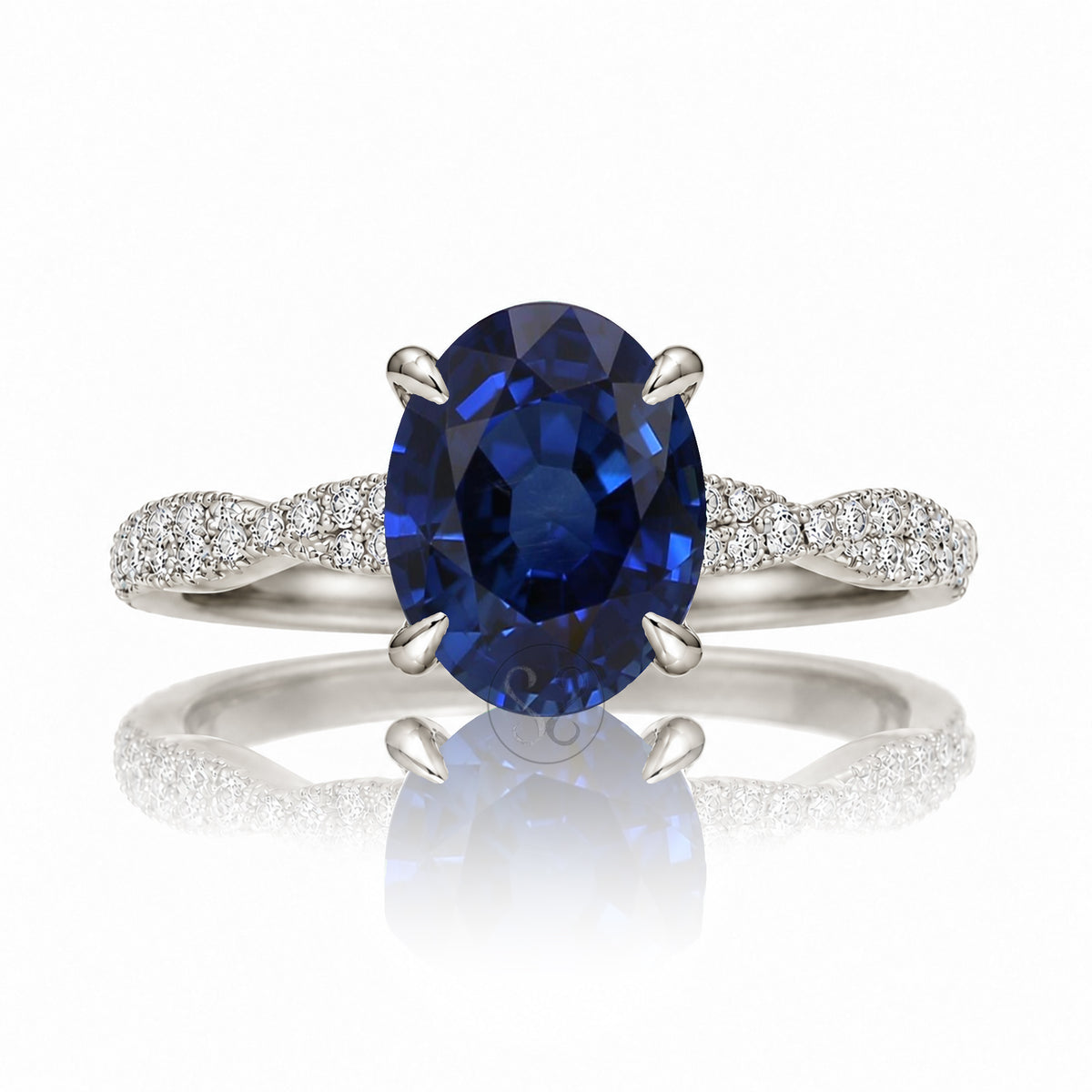 The Seraphina Oval Blue Sapphire Ring