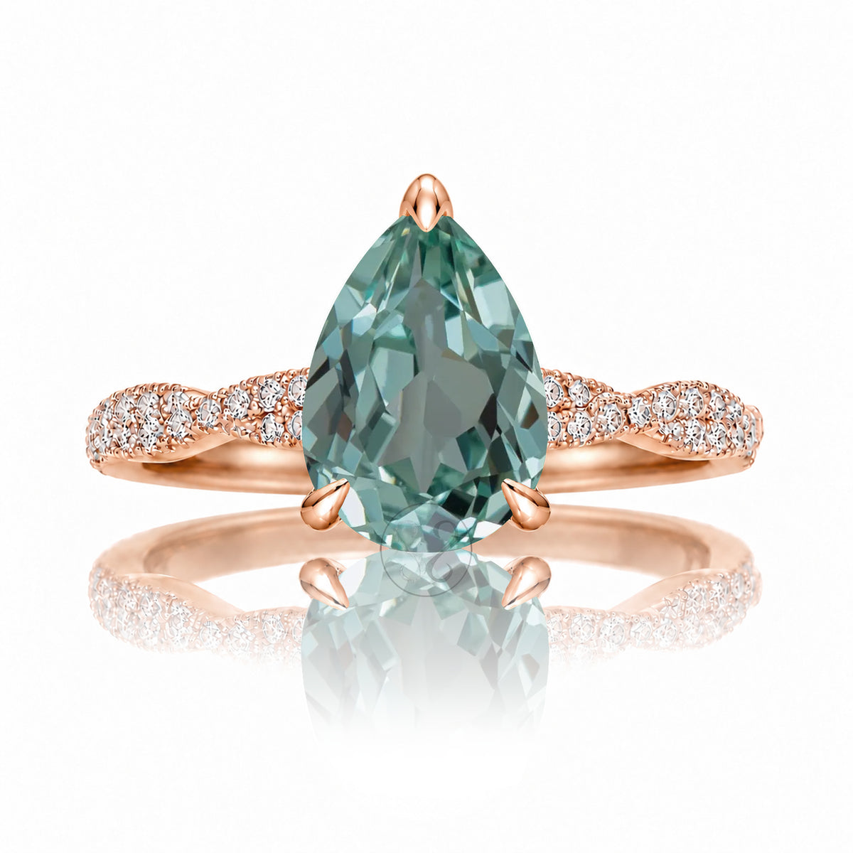 The Seraphina Pear Green Sapphire Ring