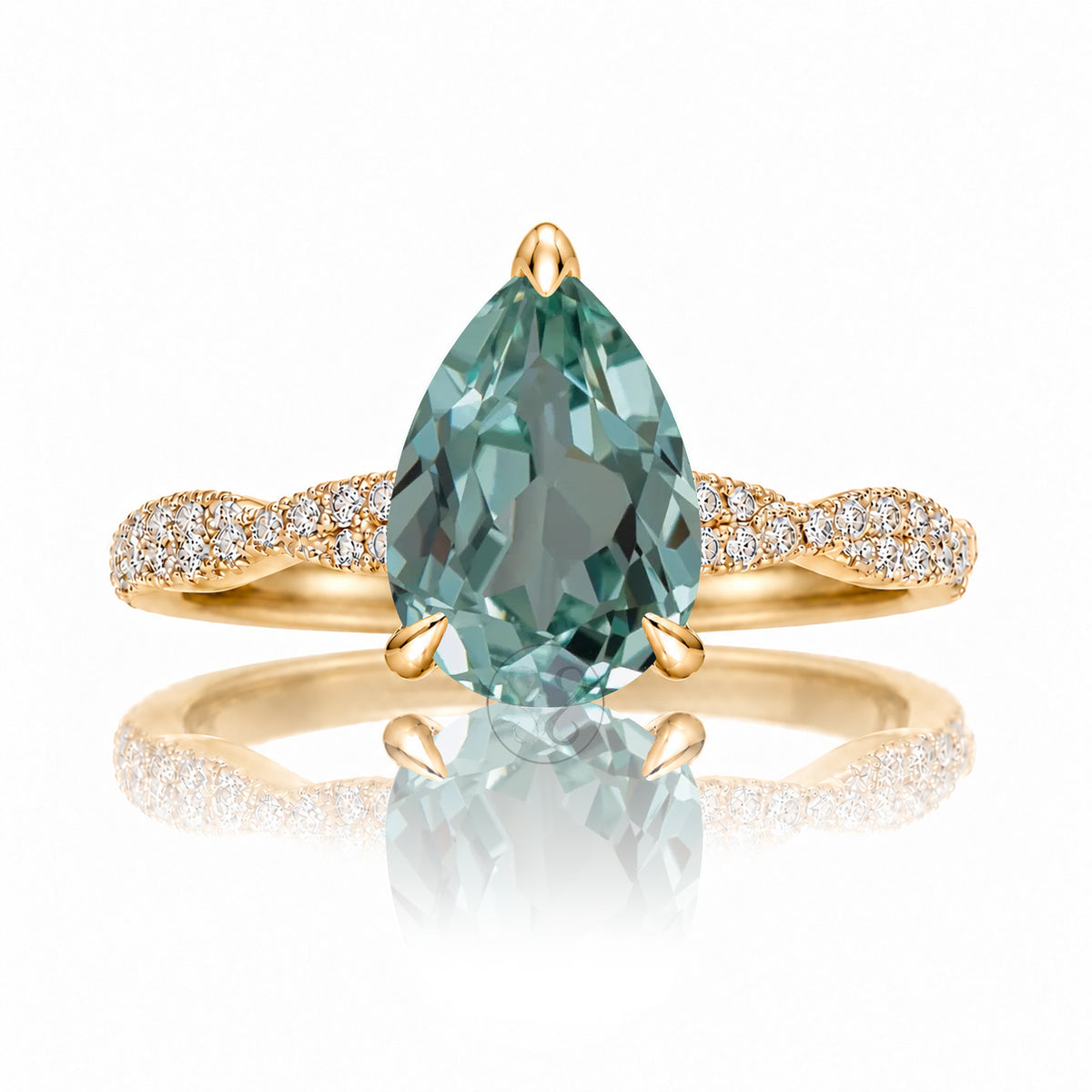 The Seraphina Pear Green Sapphire Ring