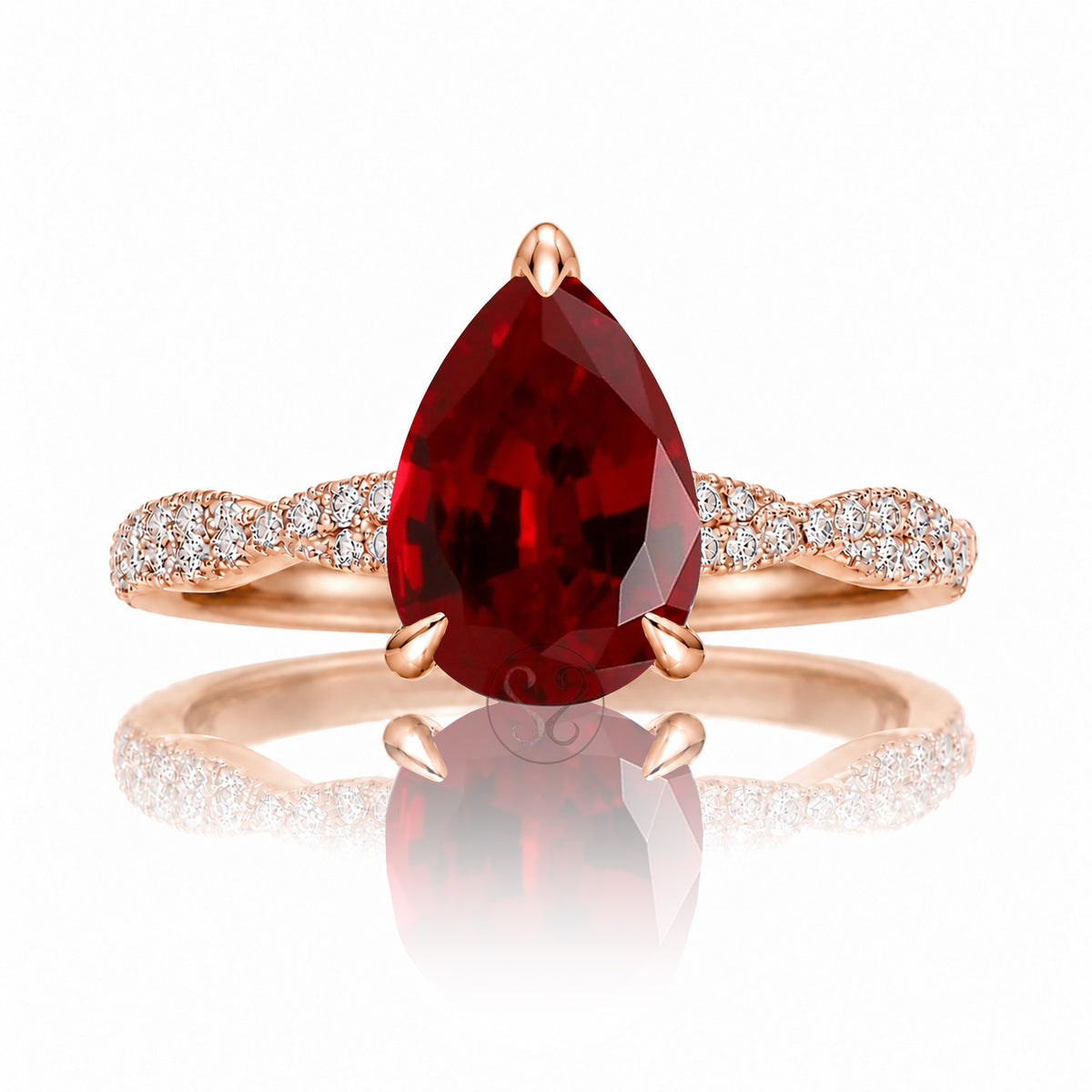 The Seraphina Pear Ruby Ring