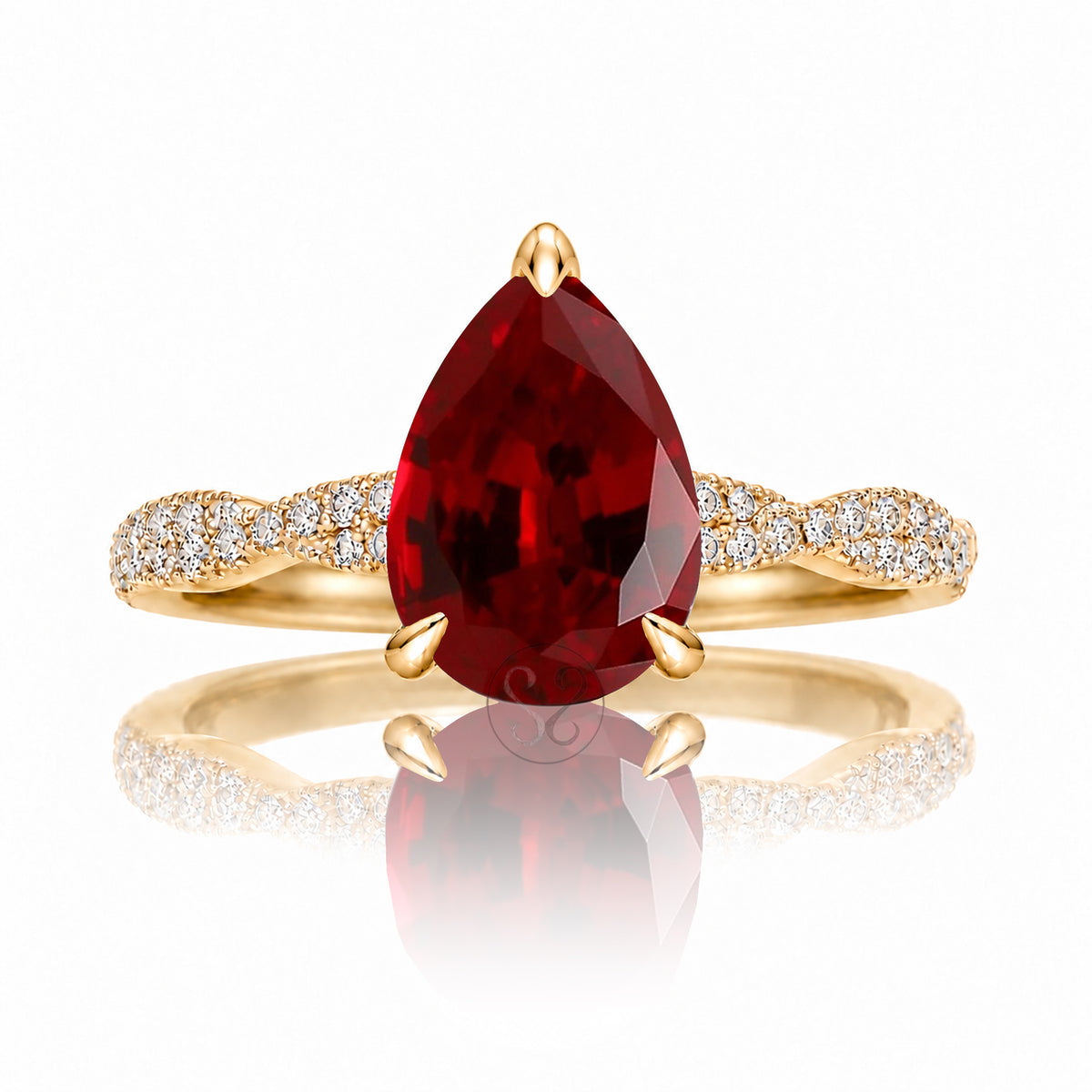 The Seraphina Pear Ruby Ring