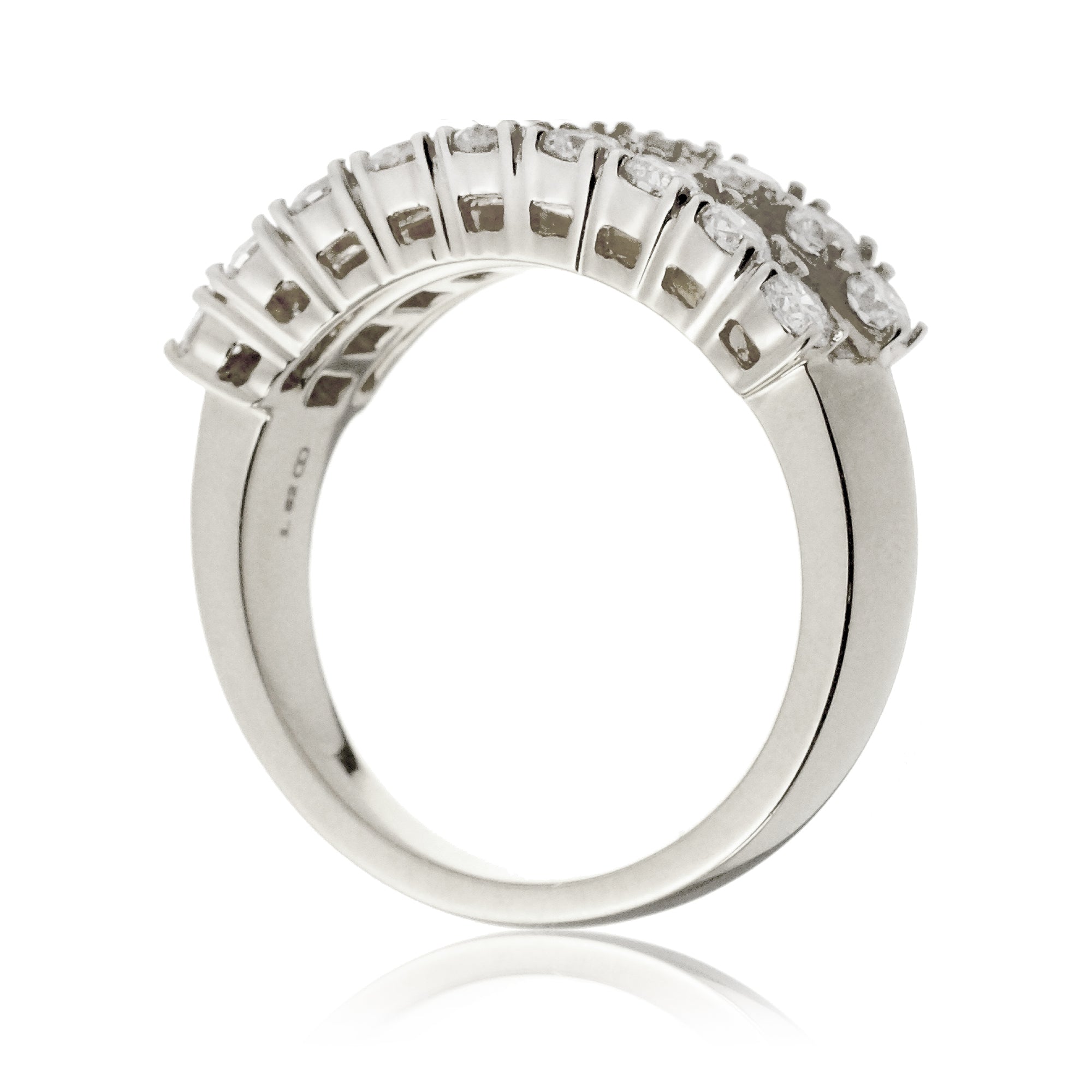 Three Rows Diamond Baguette Wedding Anniversary Band White gold