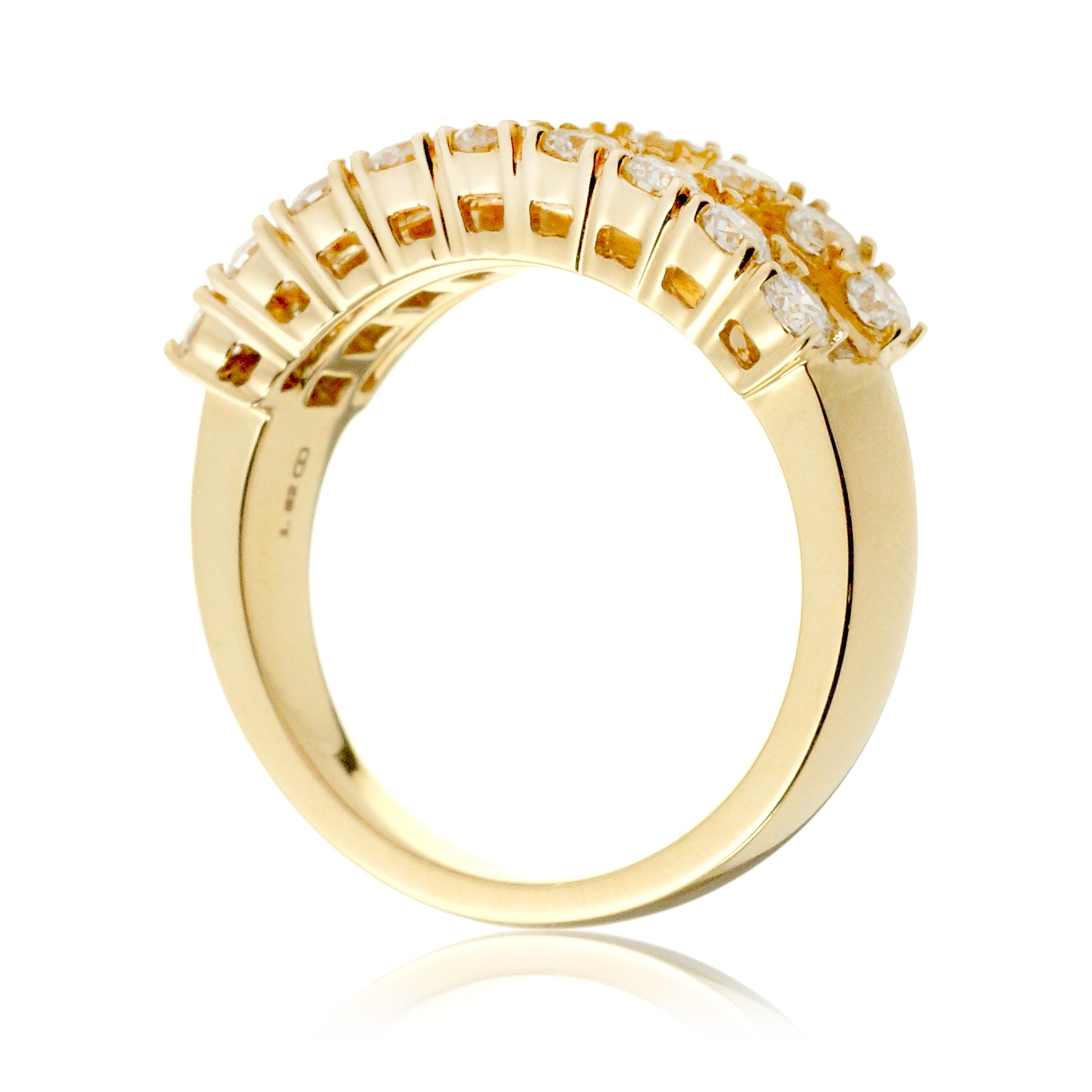 Three Rows Diamond Baguette Wedding Anniversary Band Yellow gold