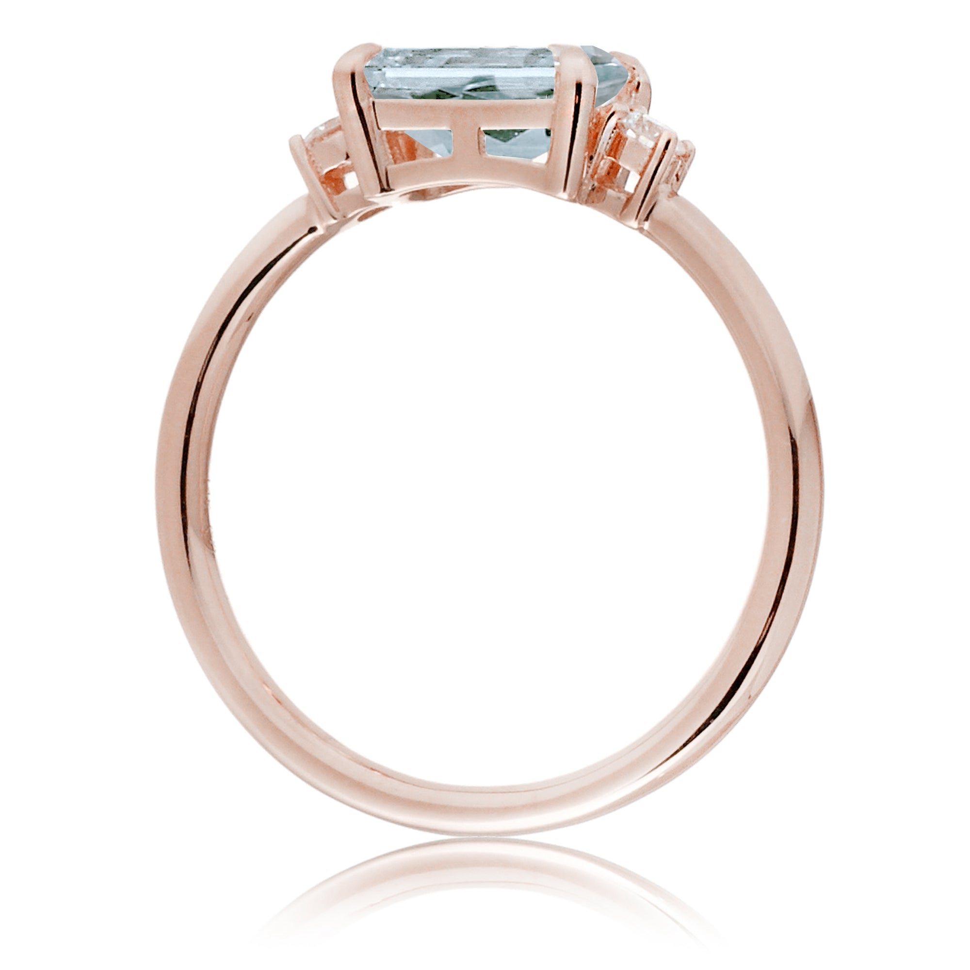 Aquamarine three stone east-west ring the Lena rose gold