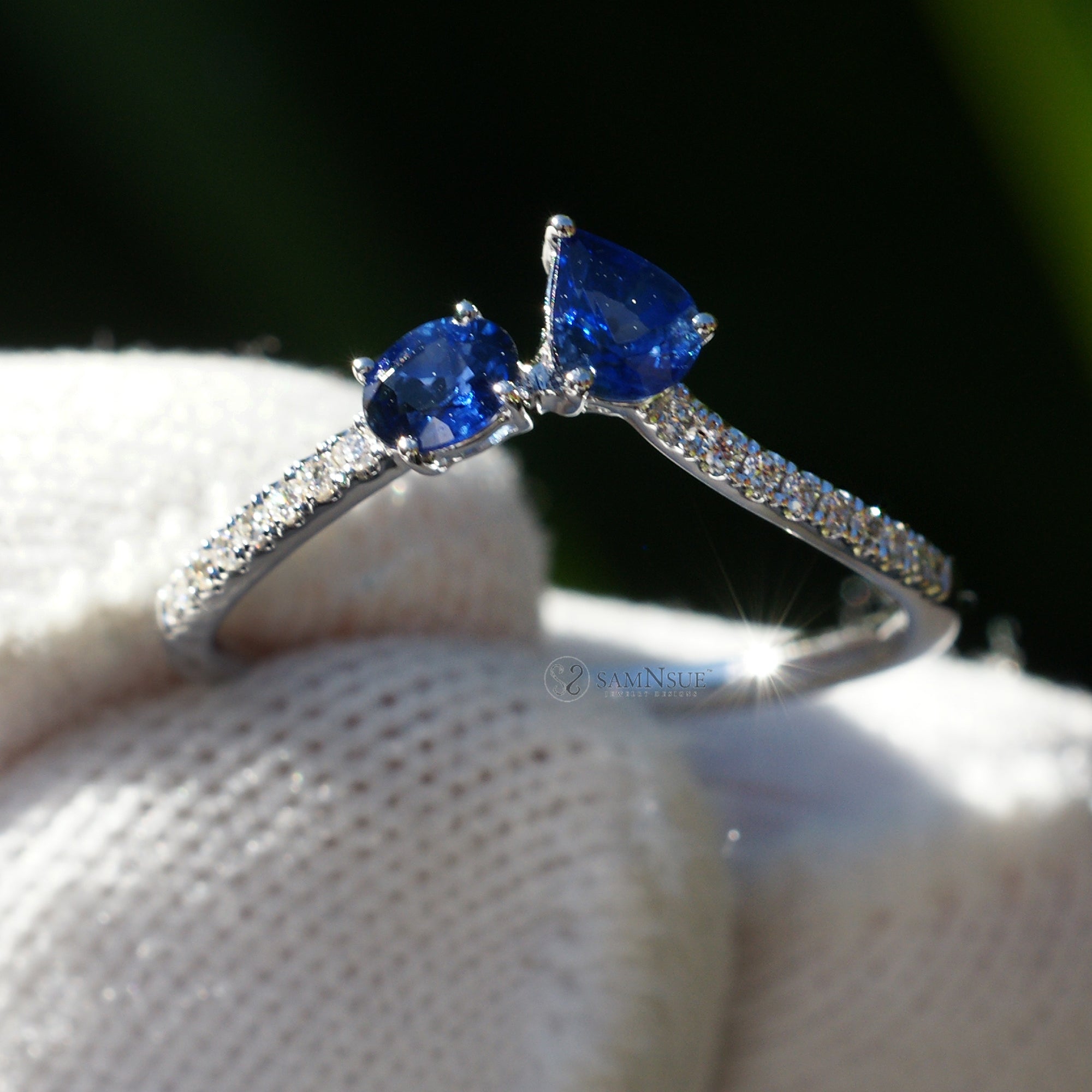 The Toi et Moi Oval Pear Sapphire And Diamond Promise Ring