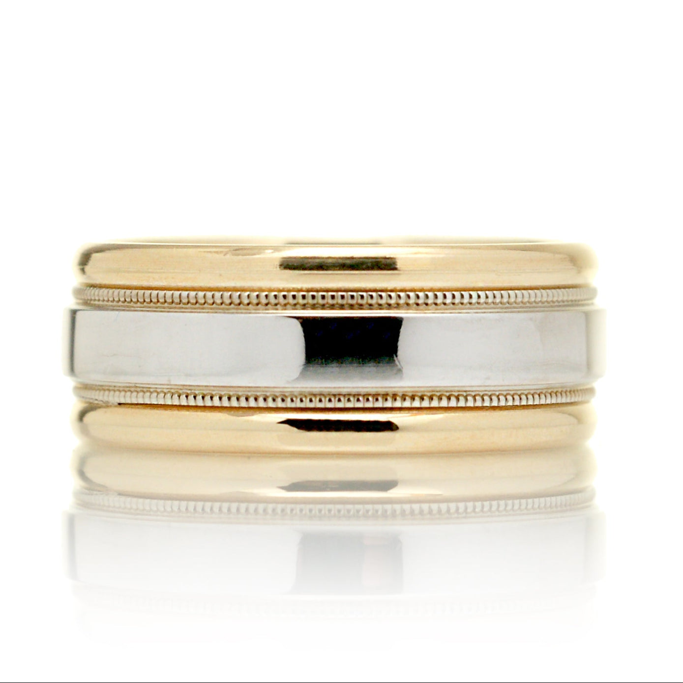 Double Filigree Two Tone Flat Wedding Band