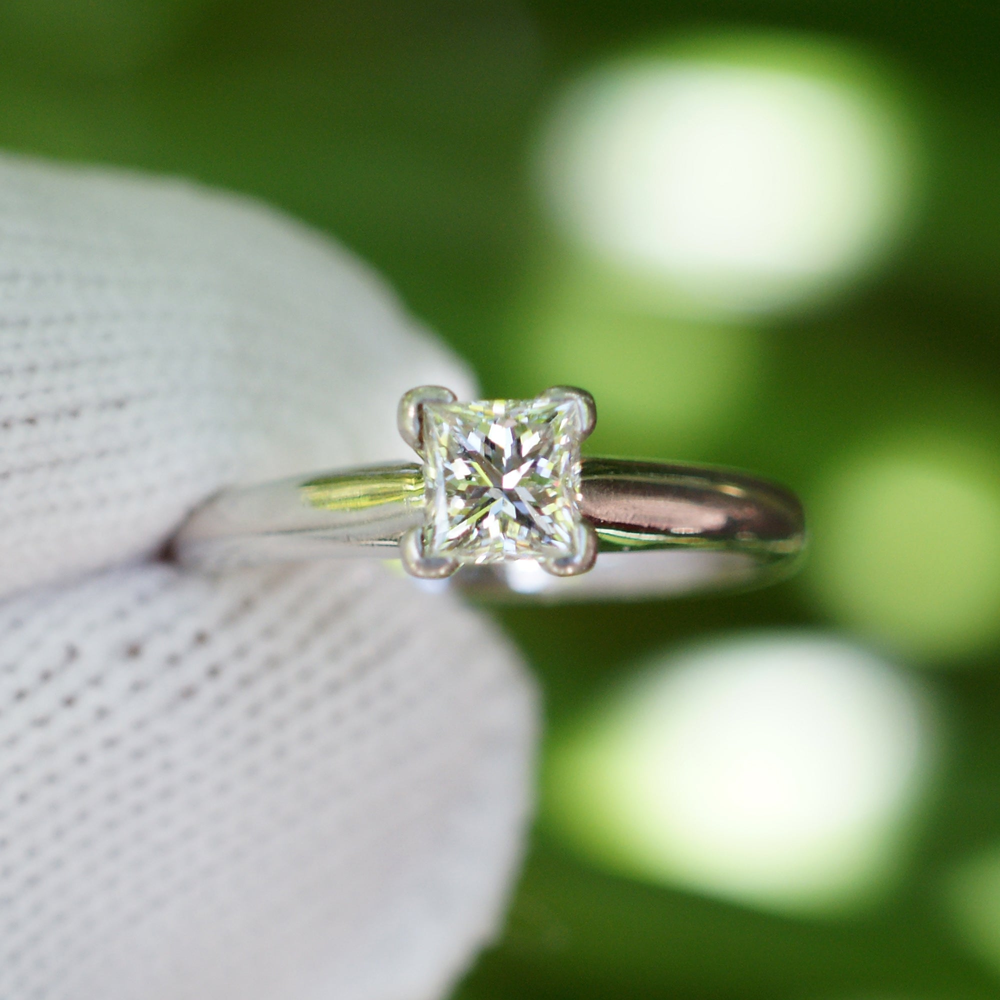 Vintage Solitaire Princess Cut Diamond Ring (0.51ct)