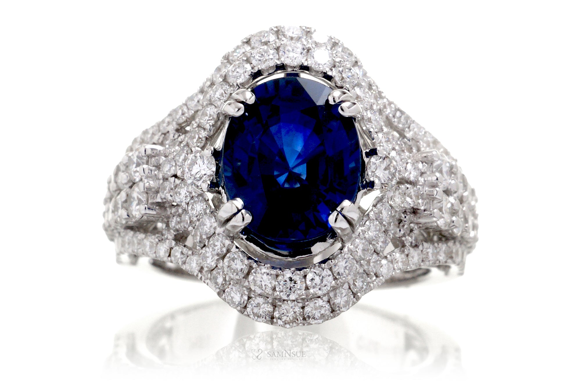 The Sharon Oval Sapphire Diamond Ring (5.16 ct. tw.)