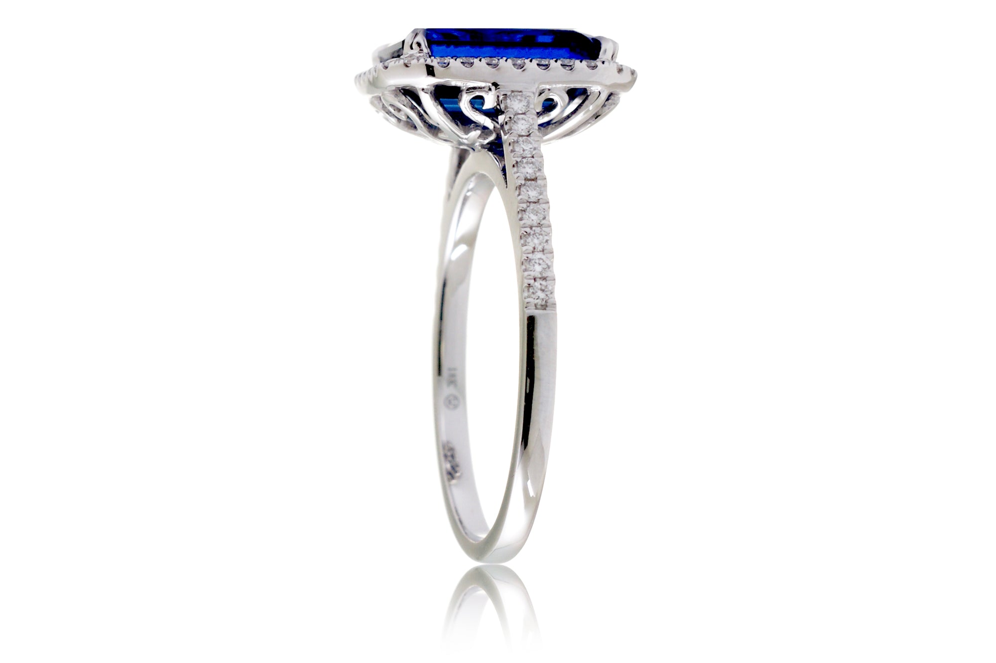 The Signature Emerald Cut Blue Sapphire Ring (Lab Grown)