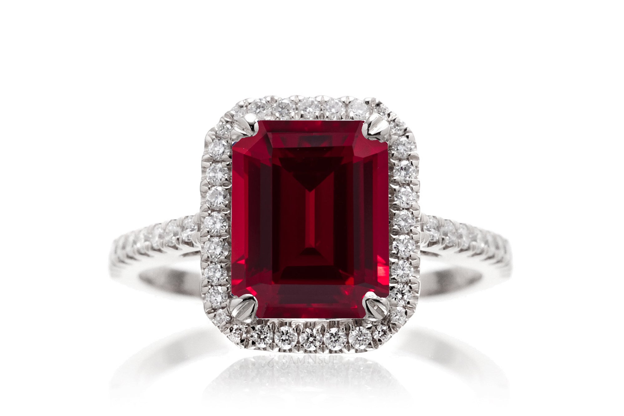 The Signature Emerald Cut Ruby Ring (Lab Grown)