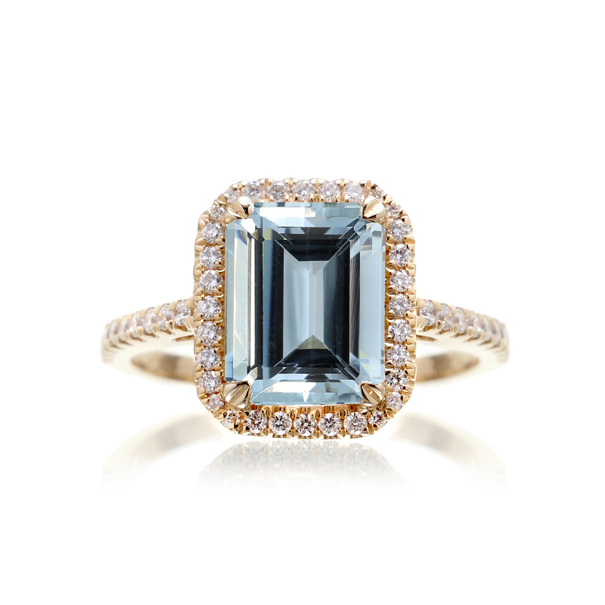 The Signature Emerald Cut Aquamarine Ring