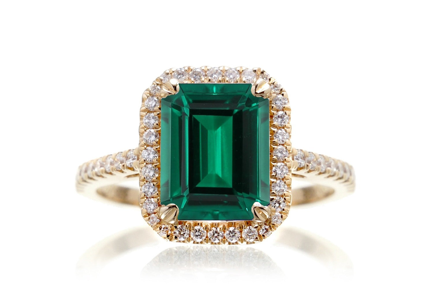 The Signature Step Cut Green Emerald Ring (Lab Grown)