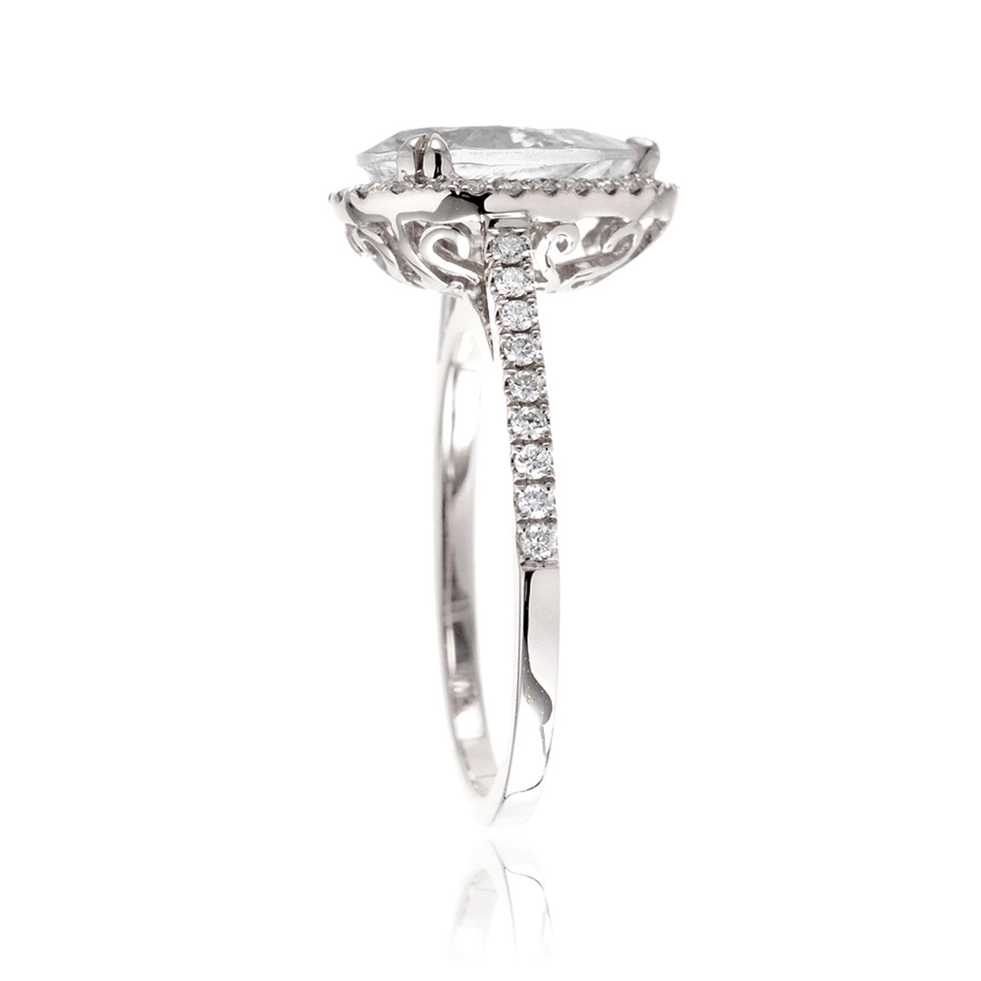 Pear Diamond Halo Engagement Ring | Lab Grown | The Signature In White Gold