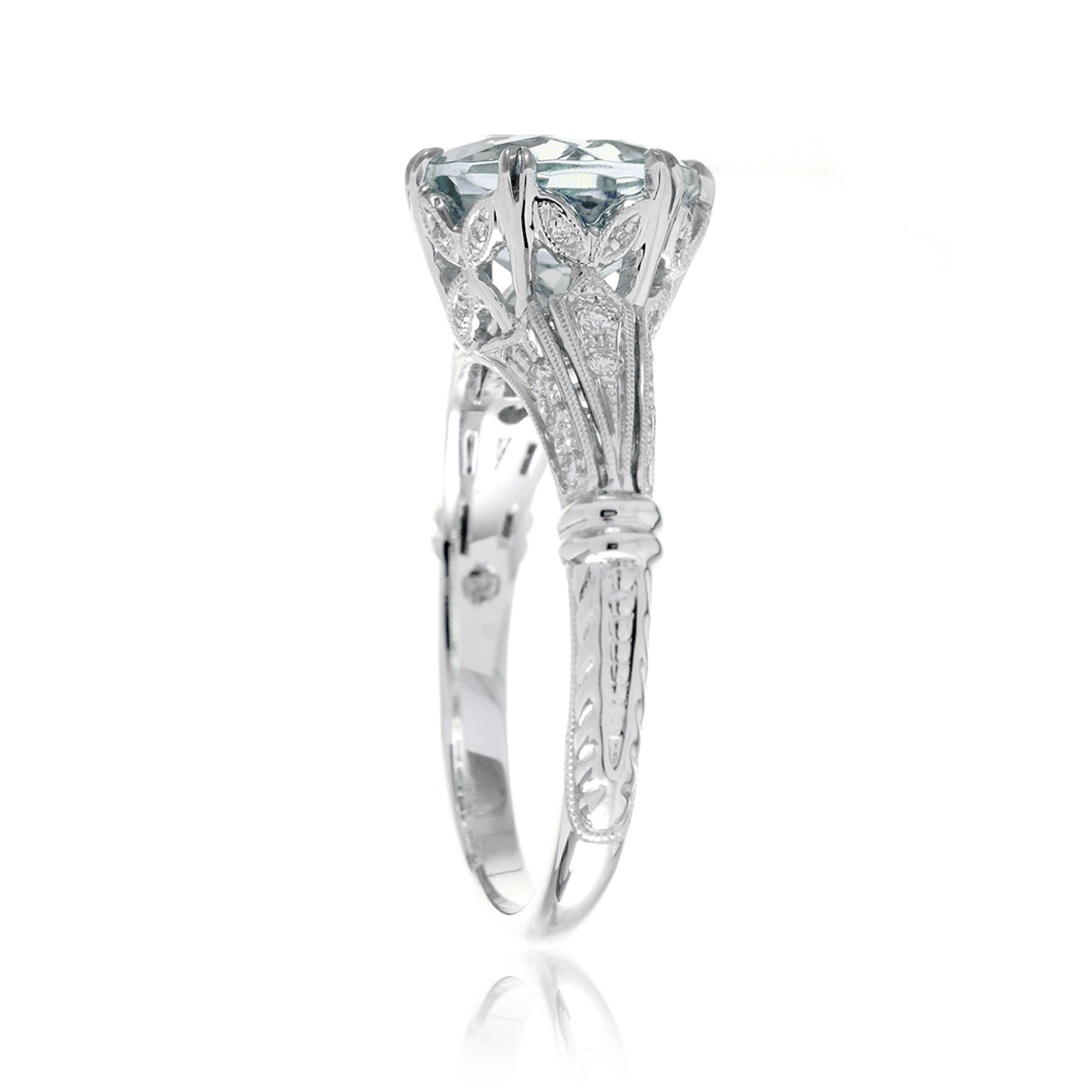 The Crown Round Cut Aquamarine Ring