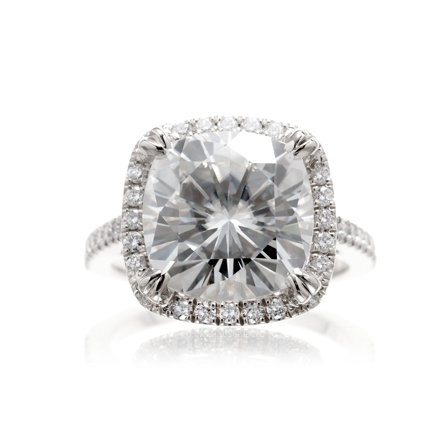 The Signature Cushion Square Halo Moissanite Ring