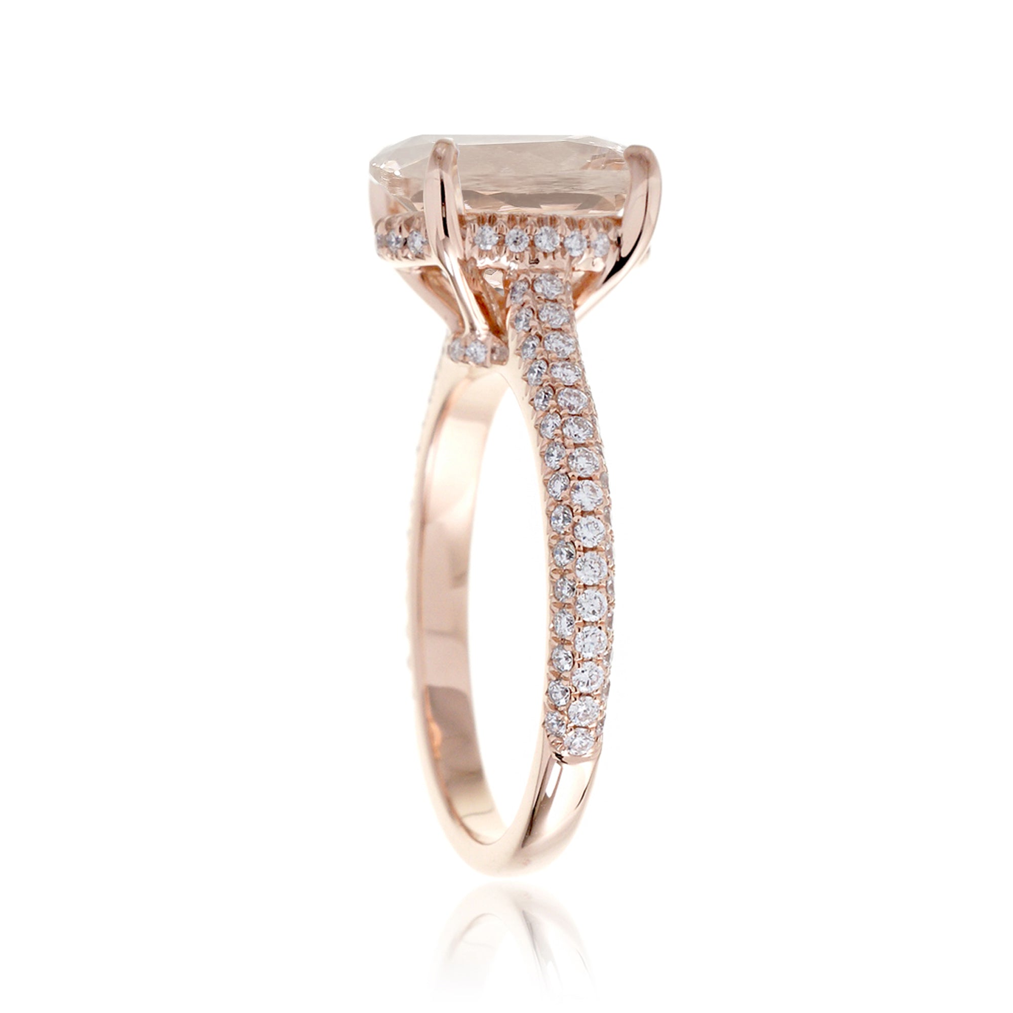 The Starlight: Morganite Engagement Ring with Pavé Diamond Band Rose Gold