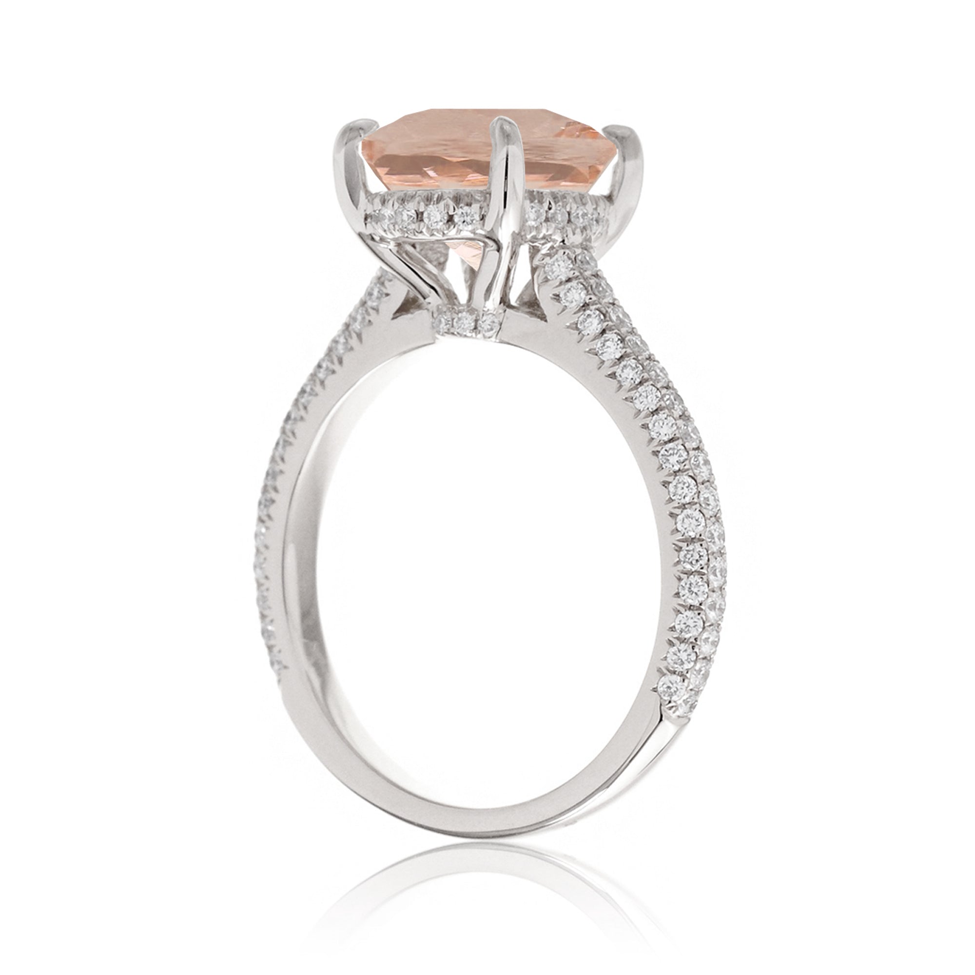 The Starlight: Morganite Engagement Ring with Pavé Diamond Band White Gold