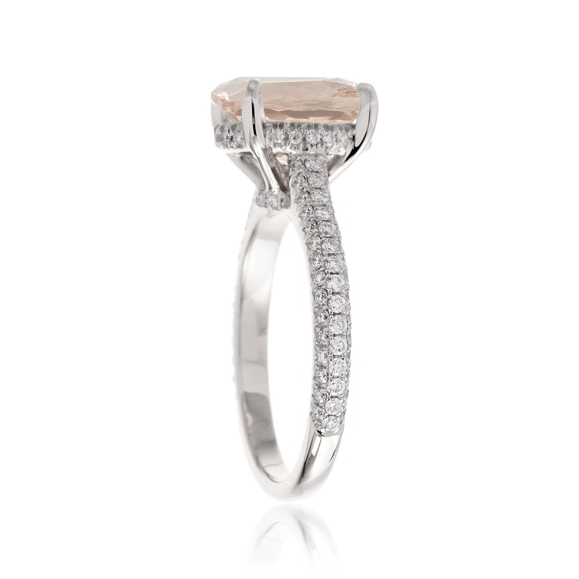 The Starlight: Morganite Engagement Ring with Pavé Diamond Band White Gold