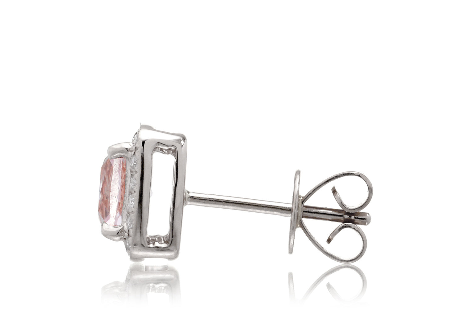 Morganite Studs Cushion Diamond Halo (5mm)