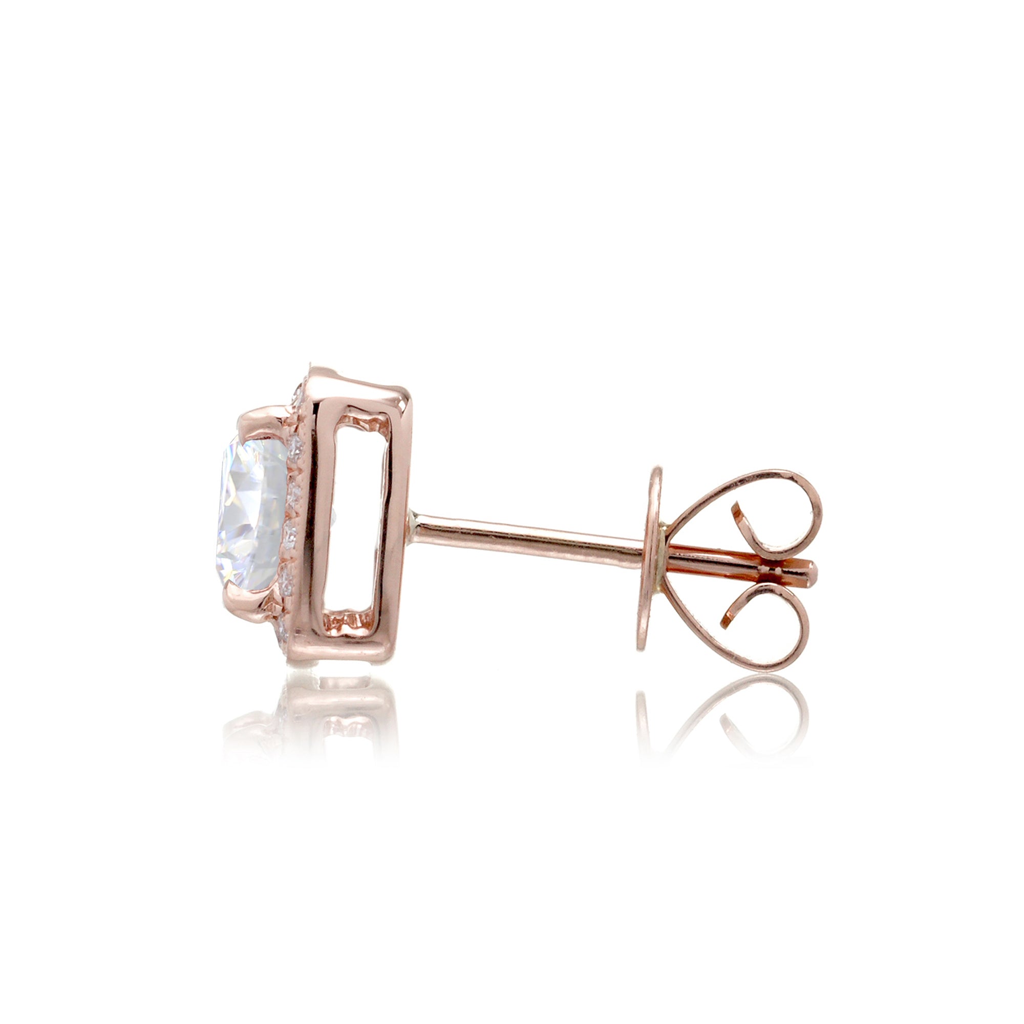 Moissanite Studs Cushion Diamond Halo Earrings