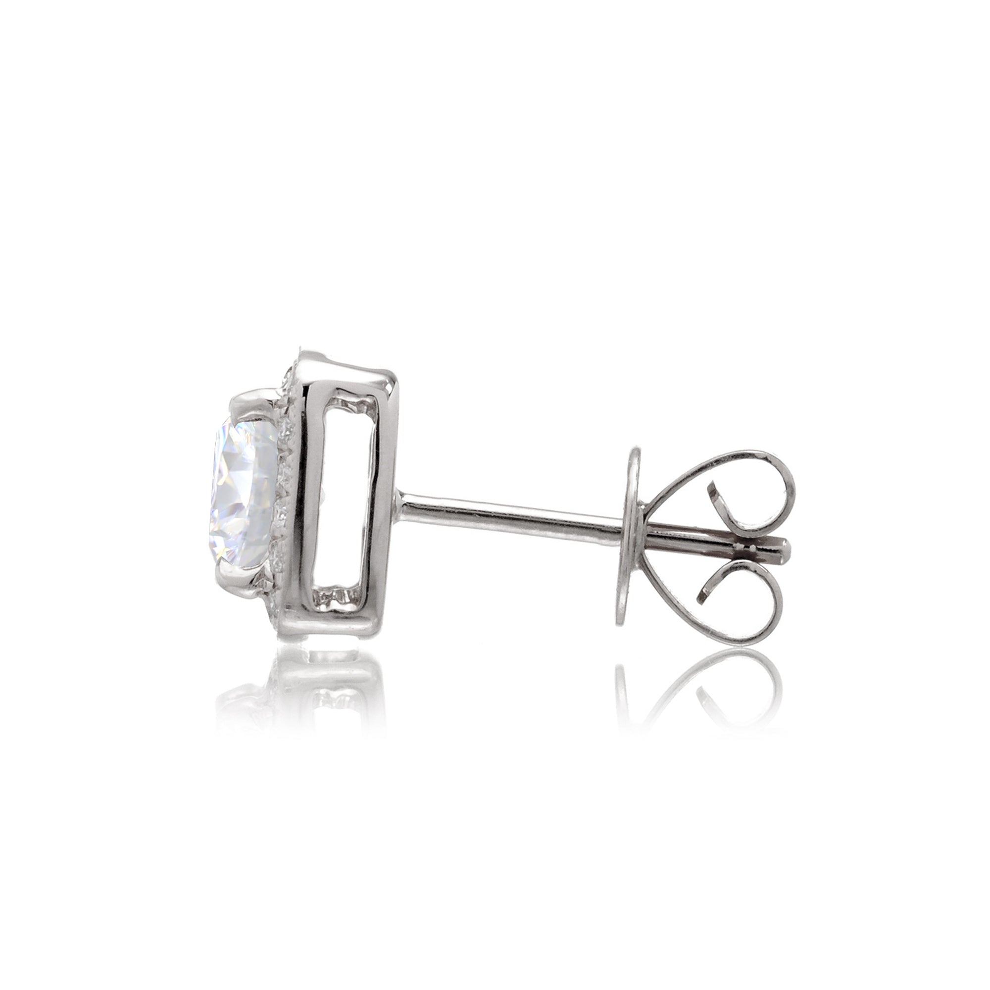 Moissanite Studs Cushion Diamond Halo Earrings